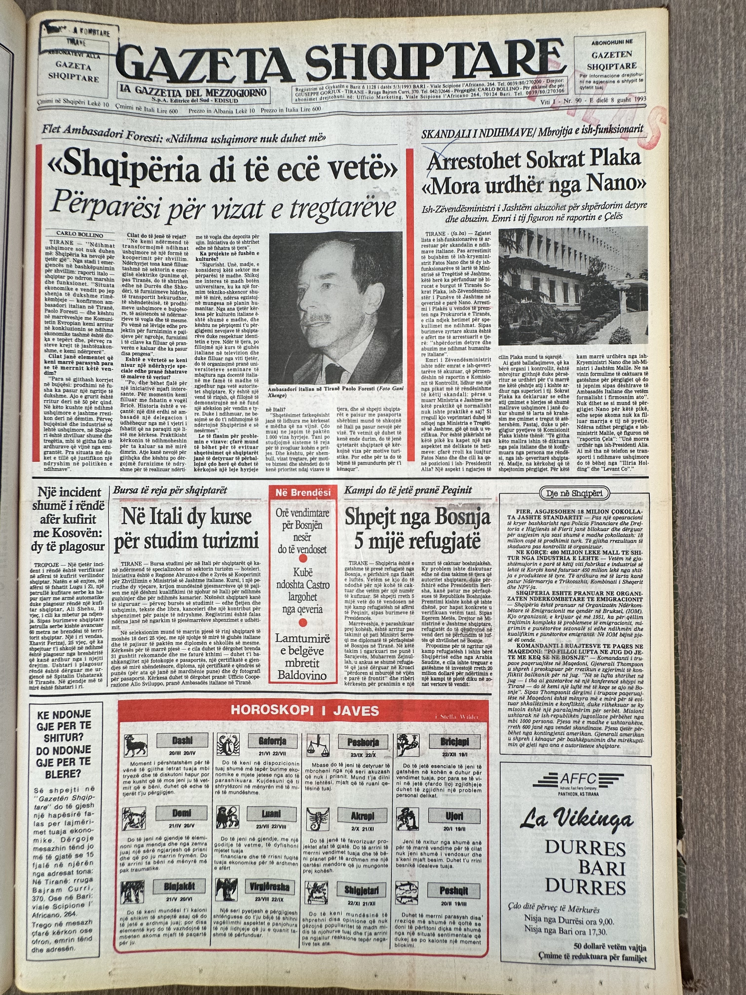 Gazeta Shqiptare 1993-08-08
