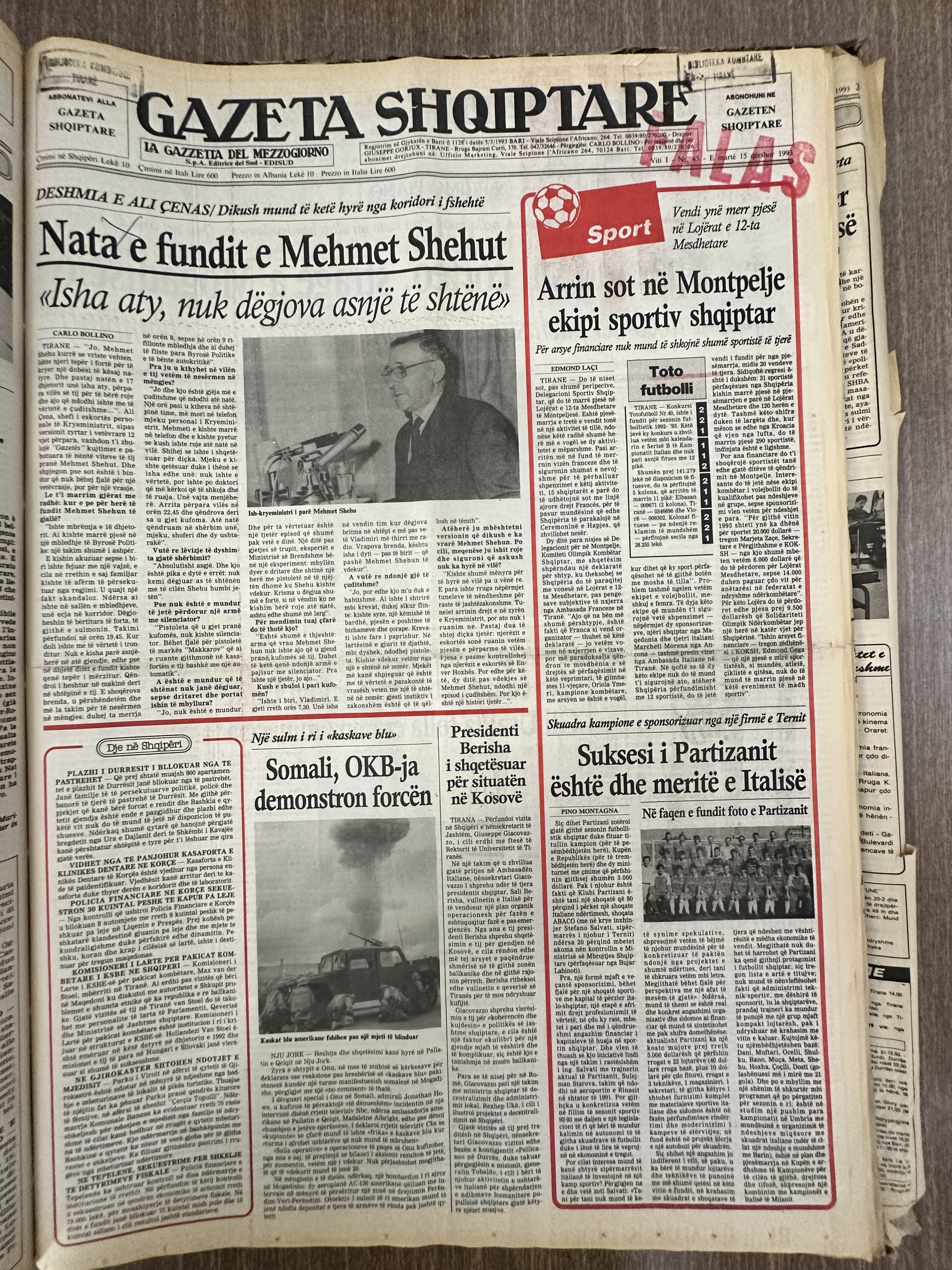 Gazeta Shqiptare 1993-09-15