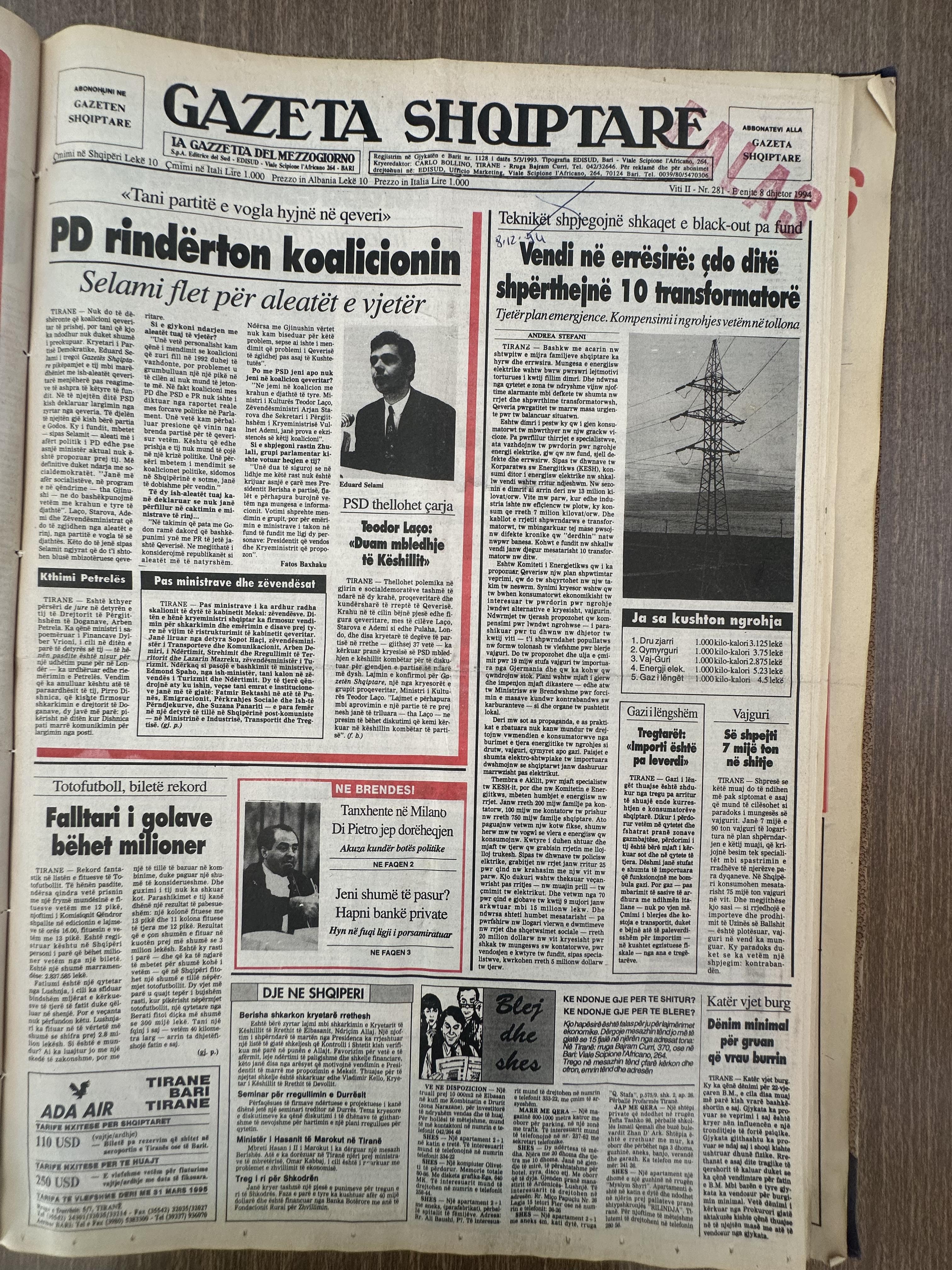Gazeta Shqiptare 1994-12-08