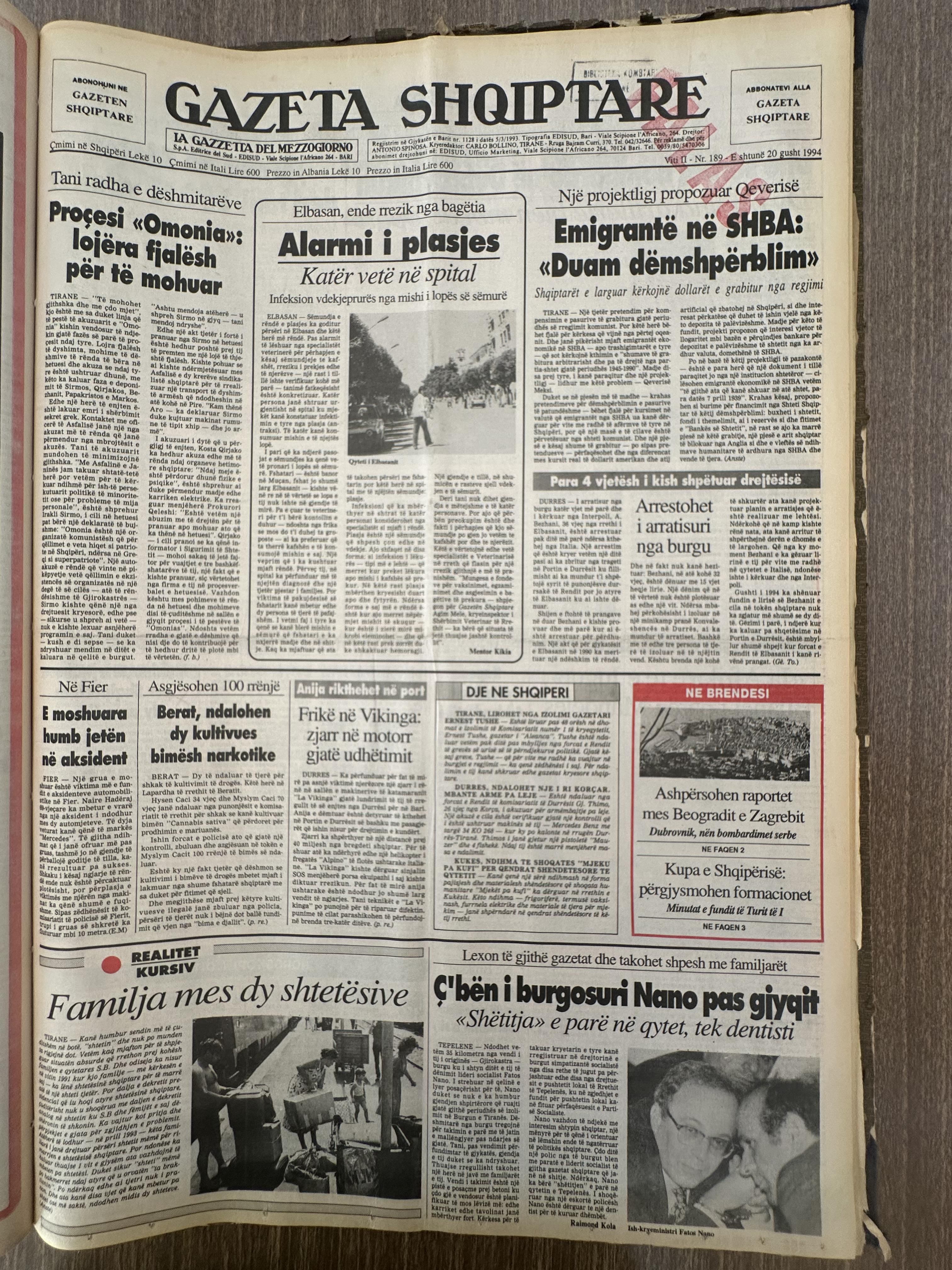Gazeta Shqiptare 1994-08-20