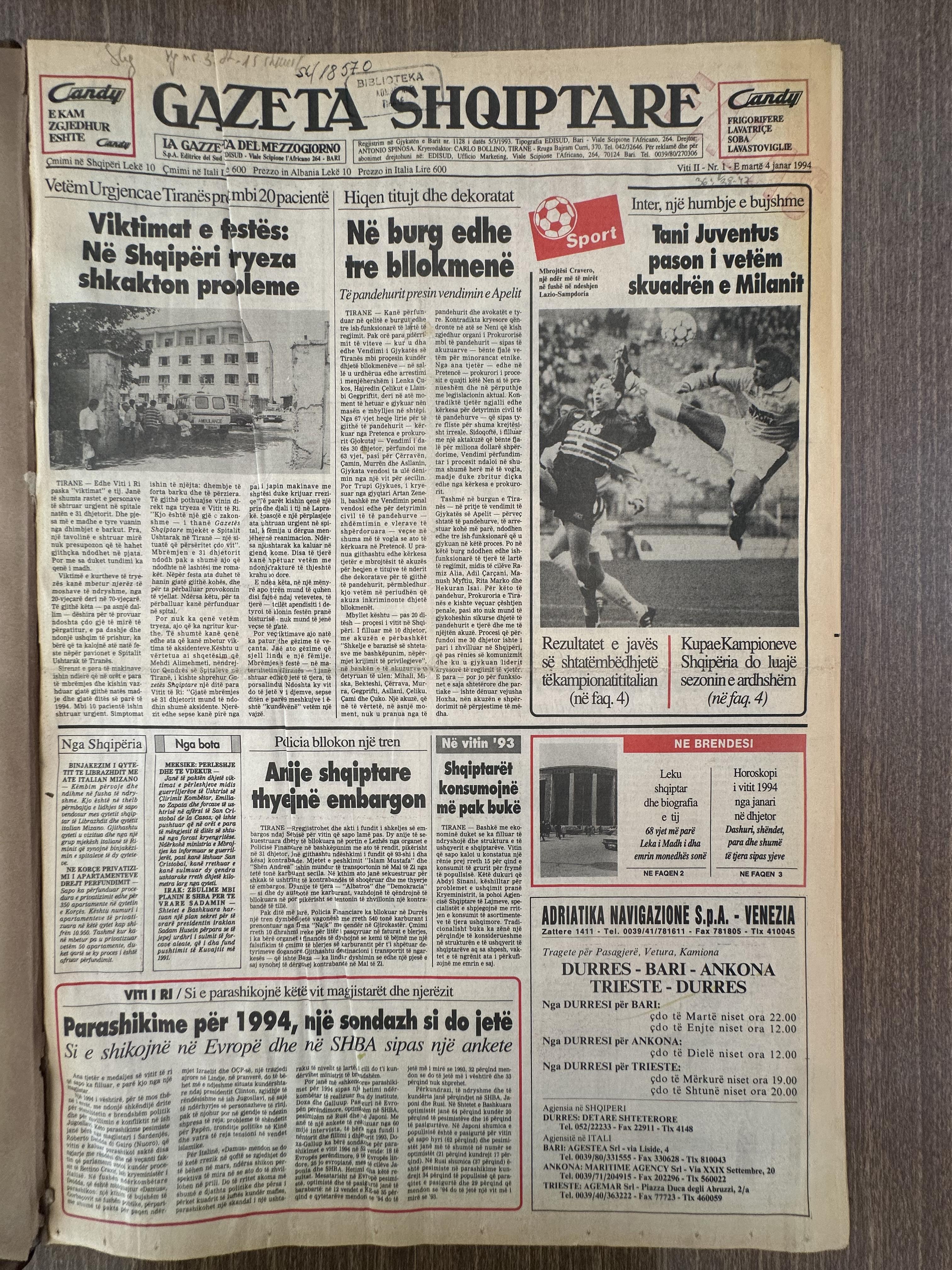 Gazeta Shqiptare 1994-01-04