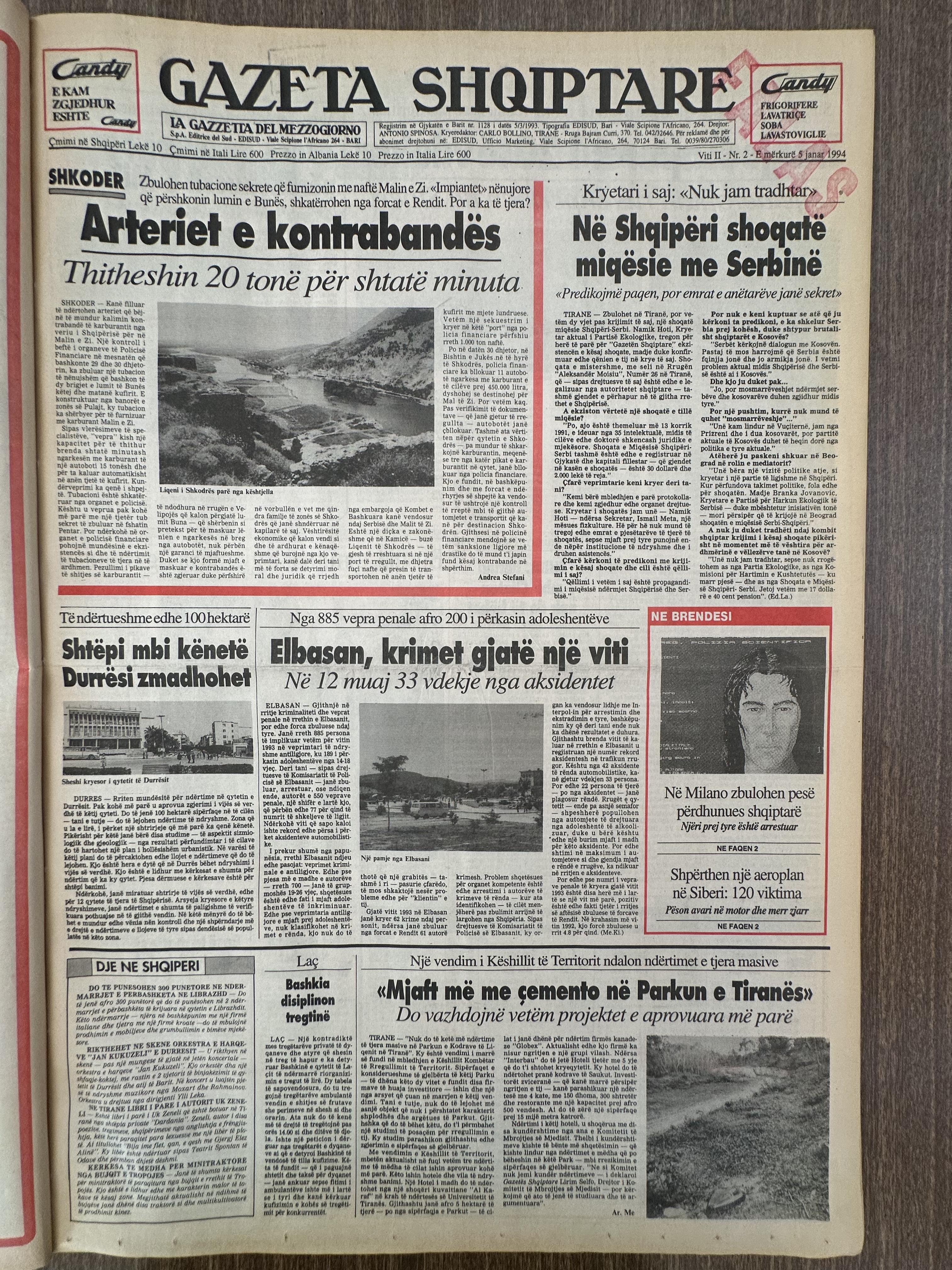 Gazeta Shqiptare 1994-01-05