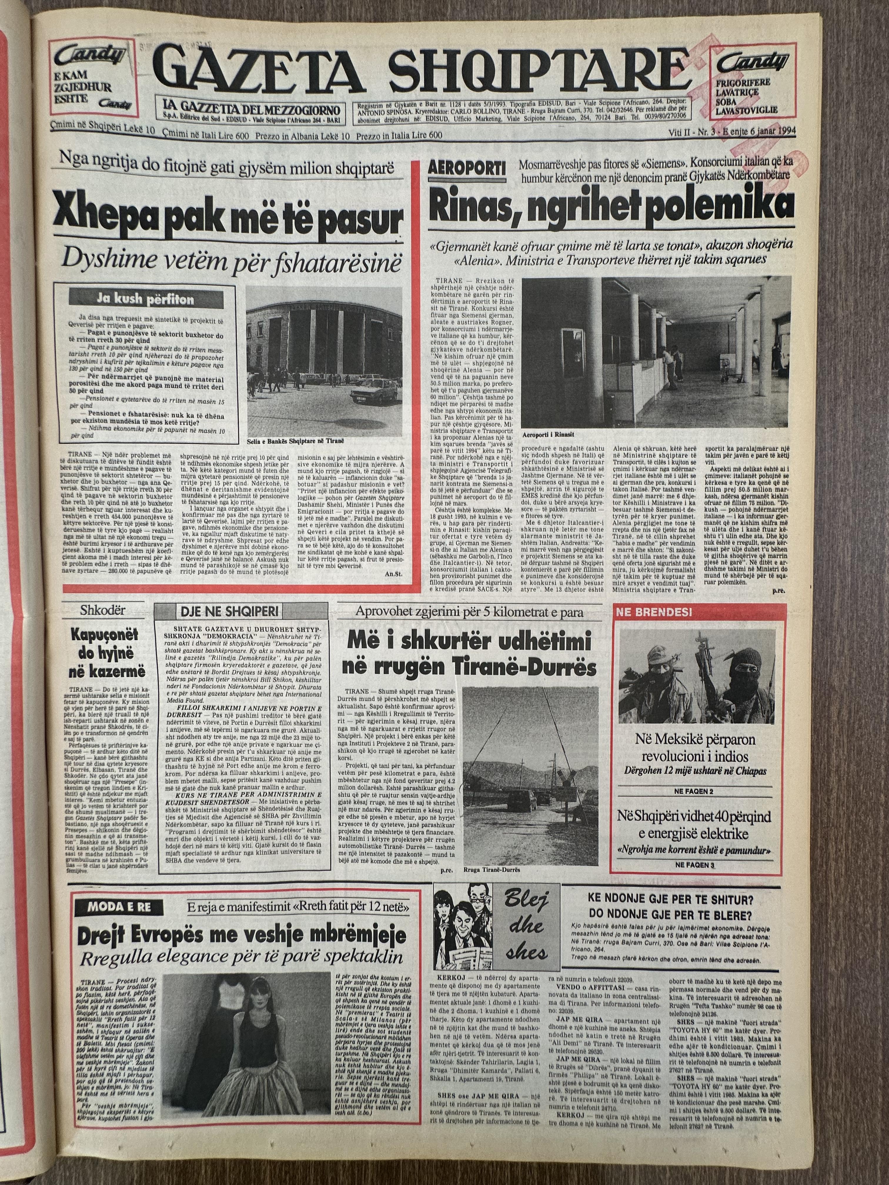Gazeta Shqiptare 1994-01-06