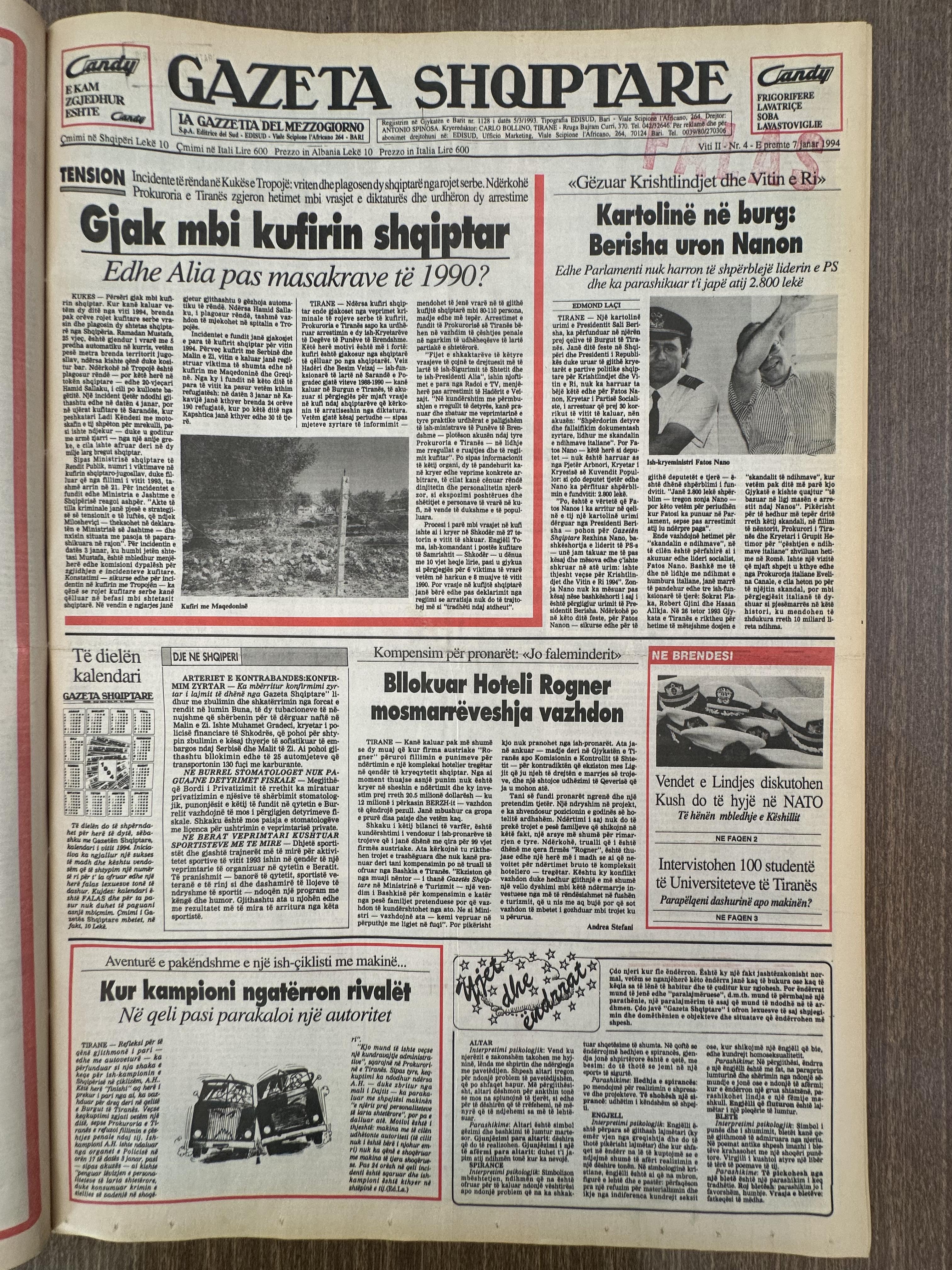 Gazeta Shqiptare 1994-01-07