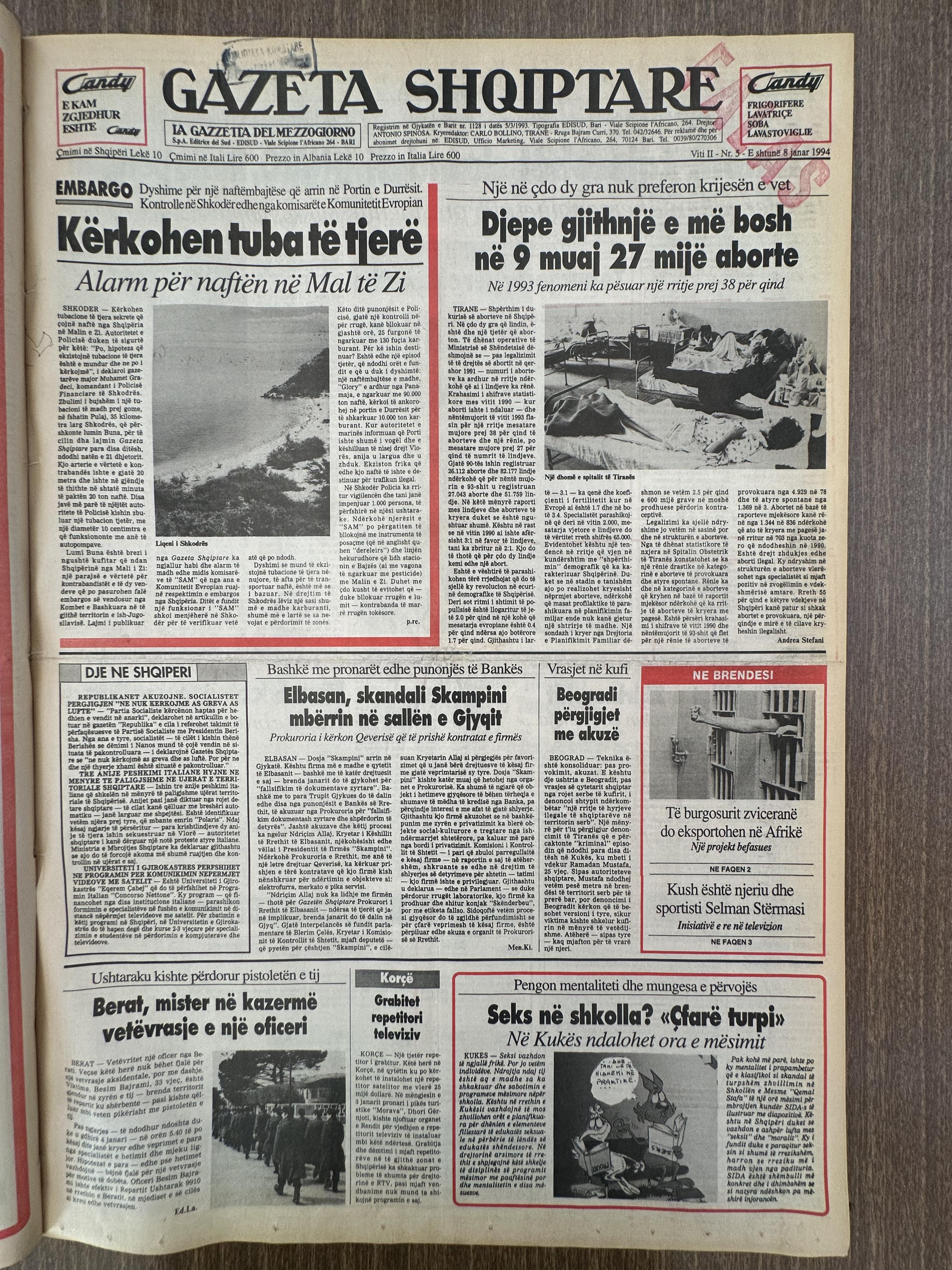 Gazeta Shqiptare 1994-01-08