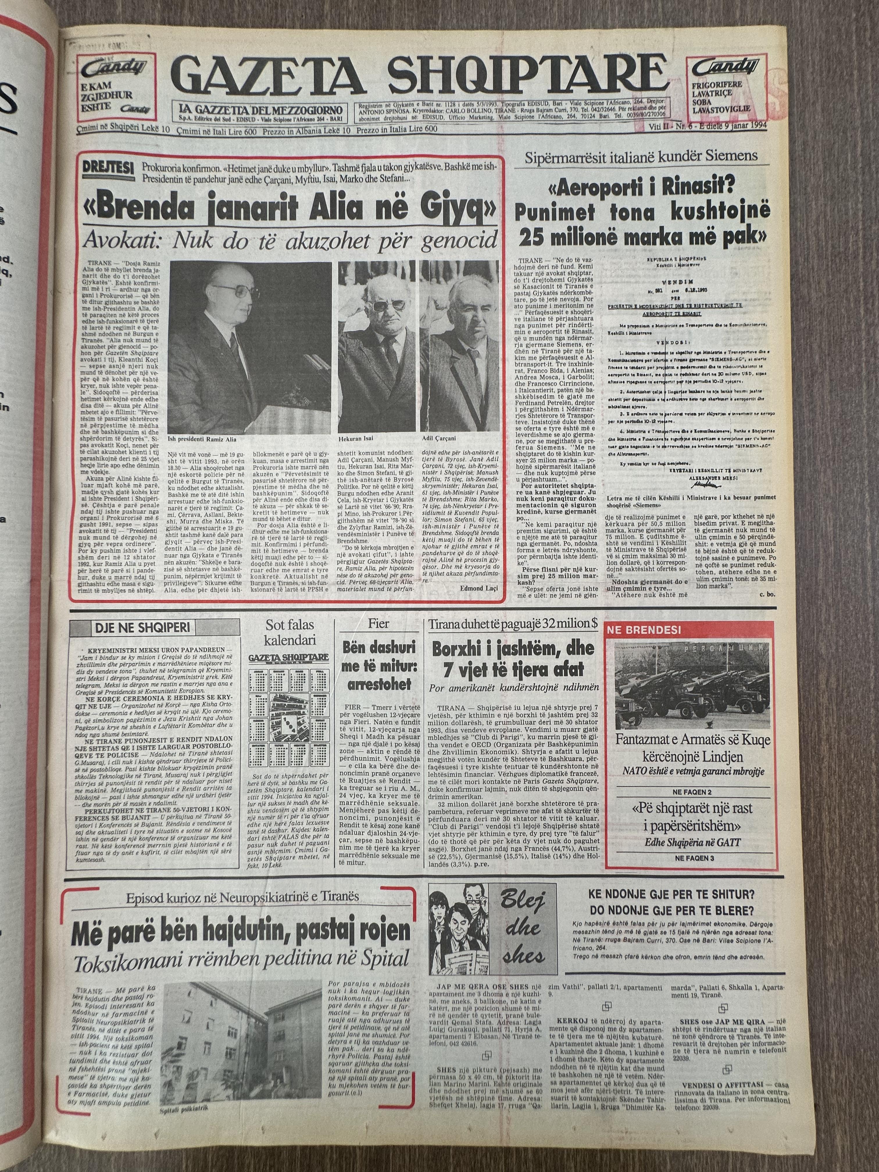 Gazeta Shqiptare 1994-01-09