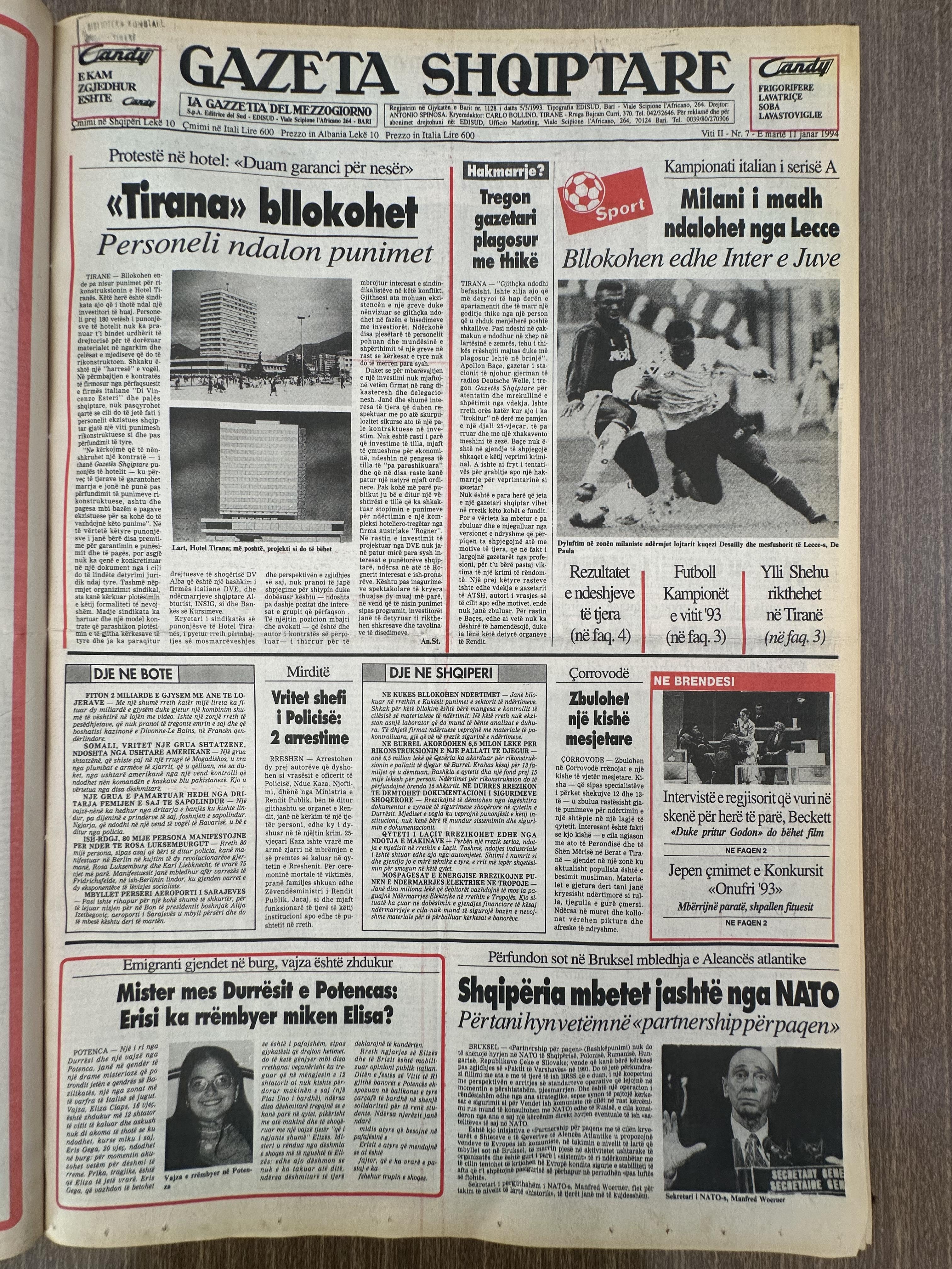 Gazeta Shqiptare 1994-01-11