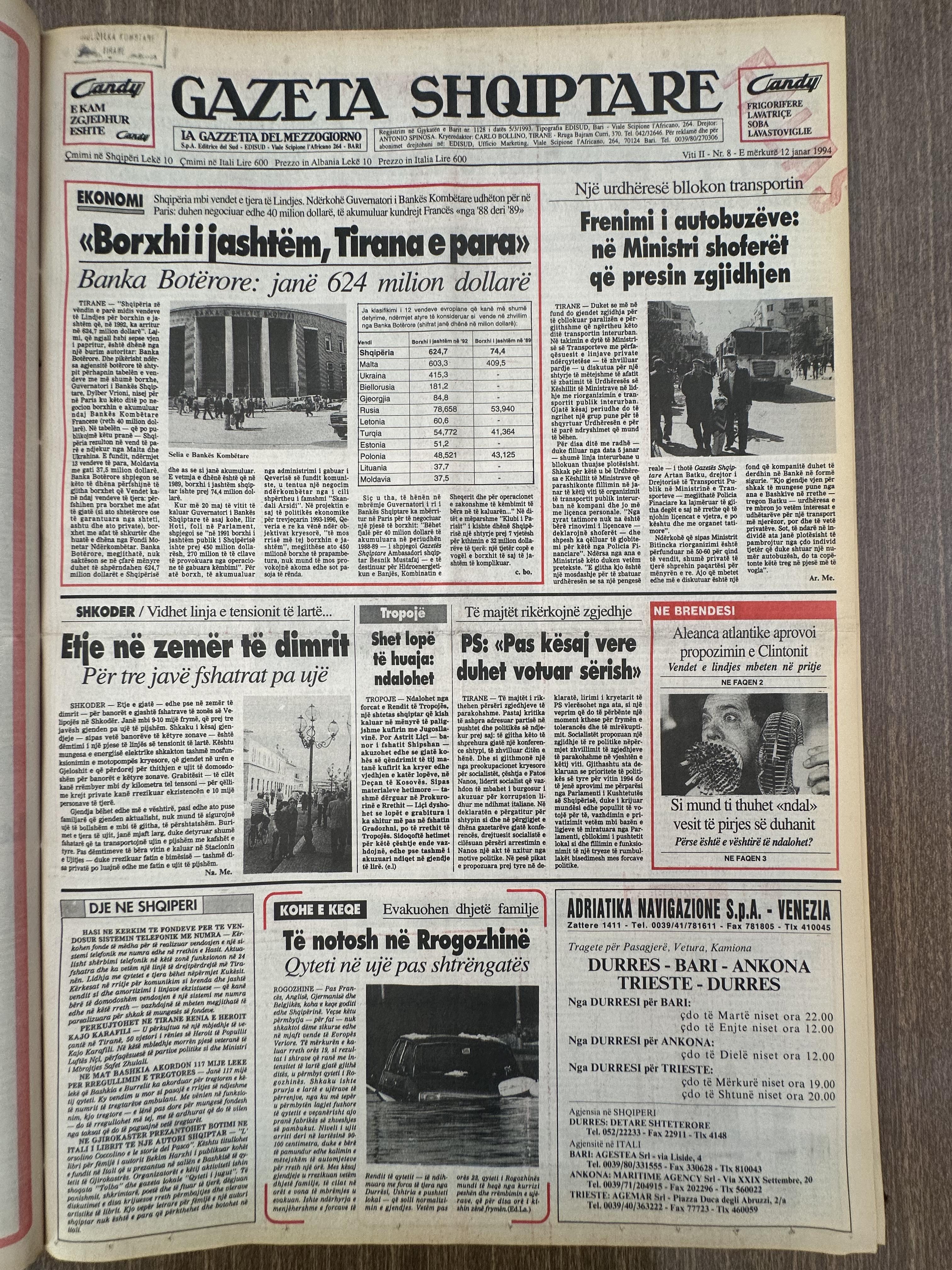 Gazeta Shqiptare 1994-01-12