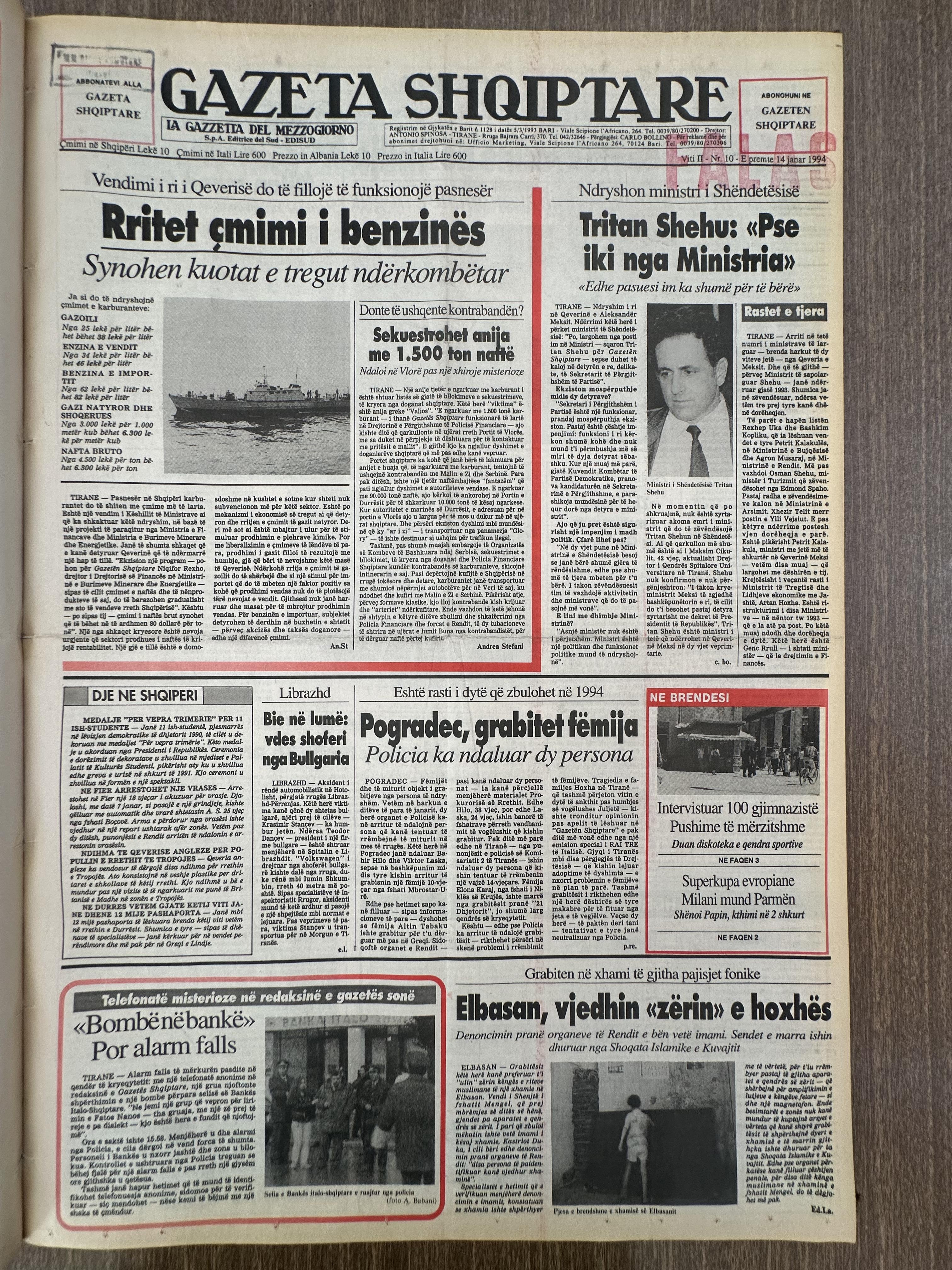 Gazeta Shqiptare 1994-01-14