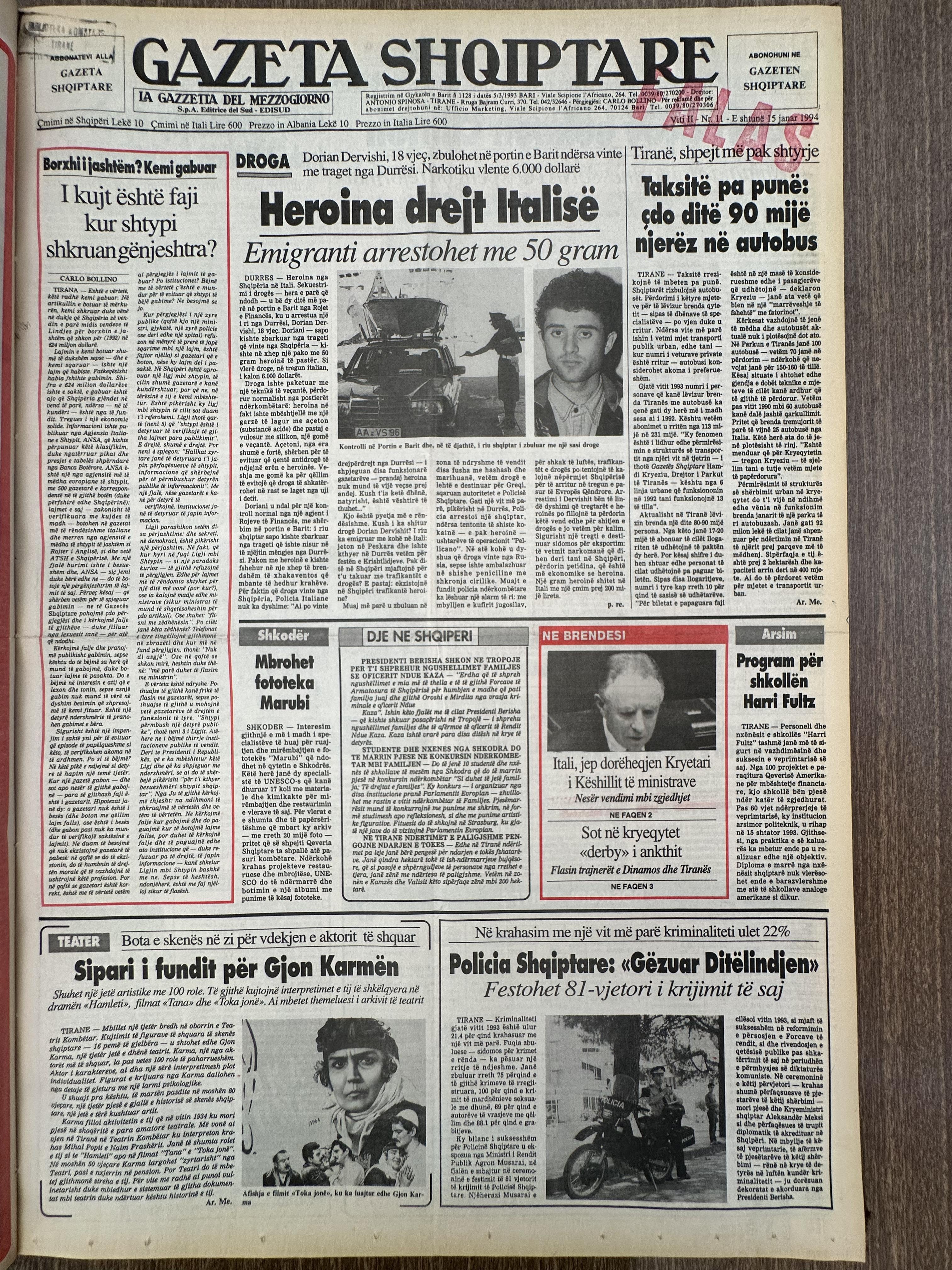 Gazeta Shqiptare 1994-01-15