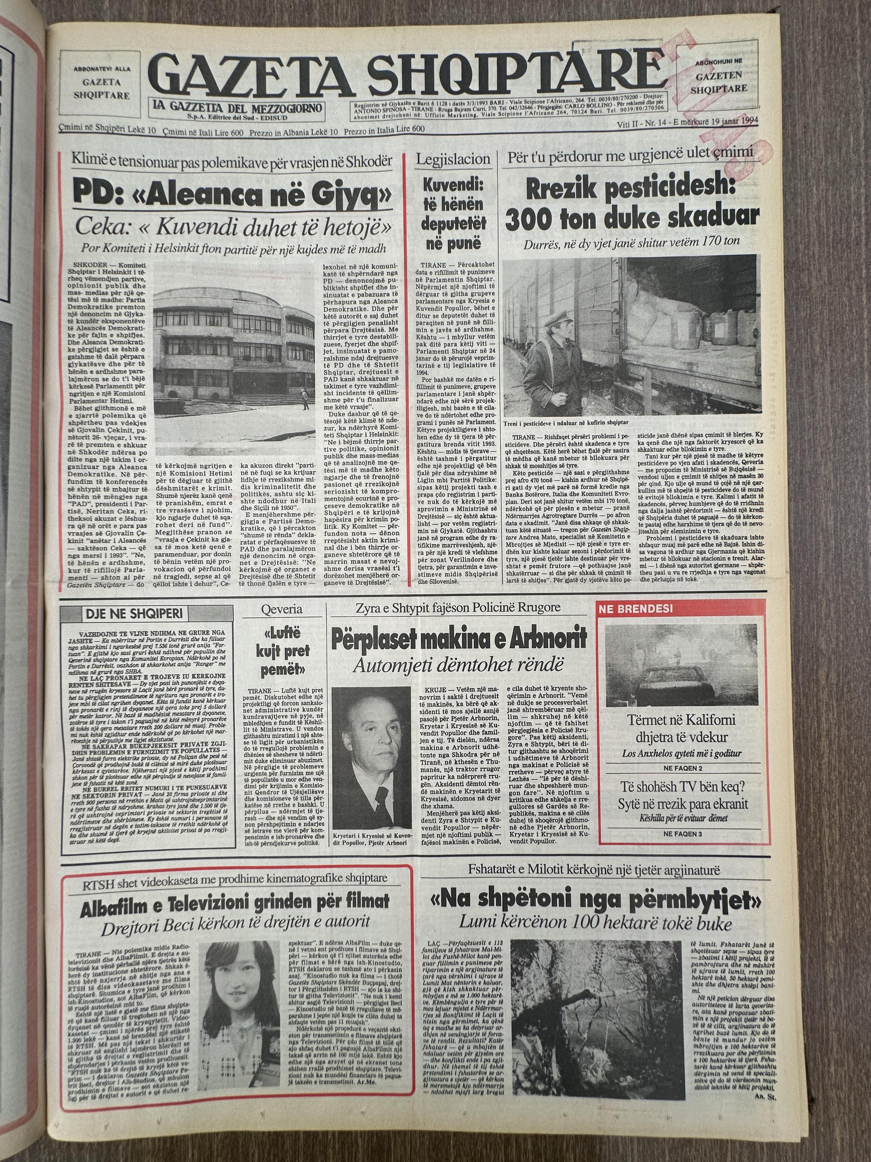 Gazeta Shqiptare 1994-01-19