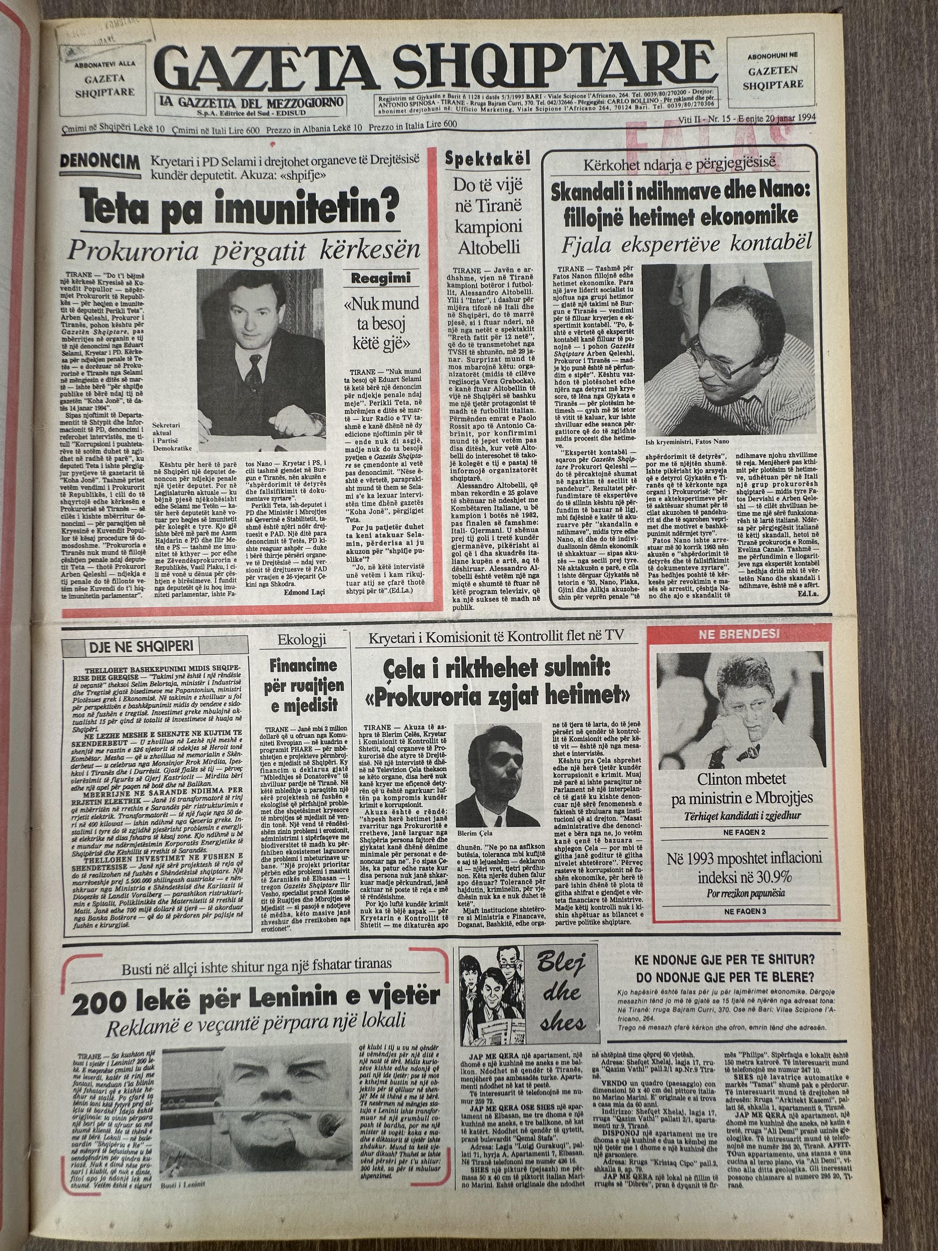 Gazeta Shqiptare 1994-01-20