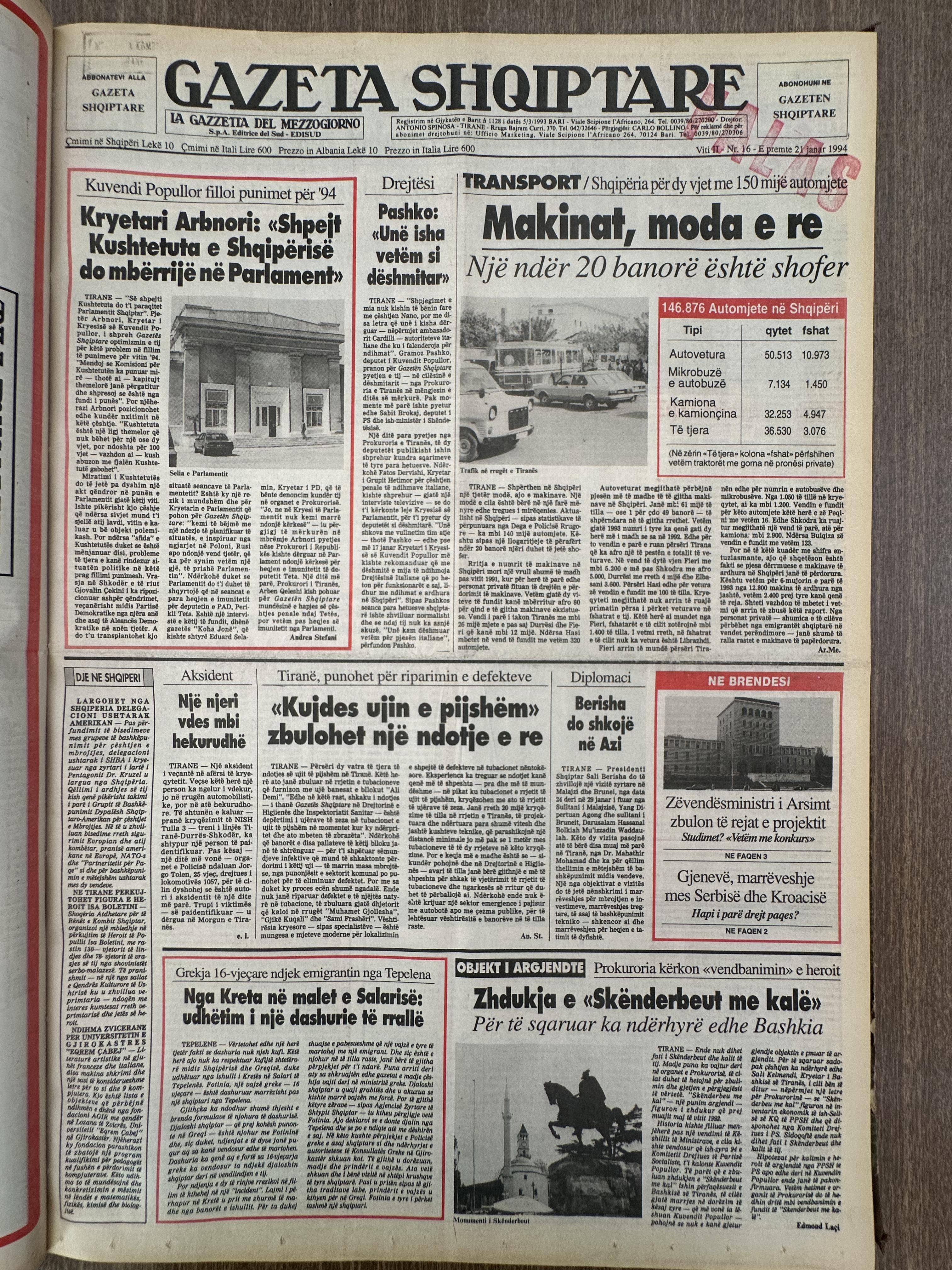 Gazeta Shqiptare 1994-01-21