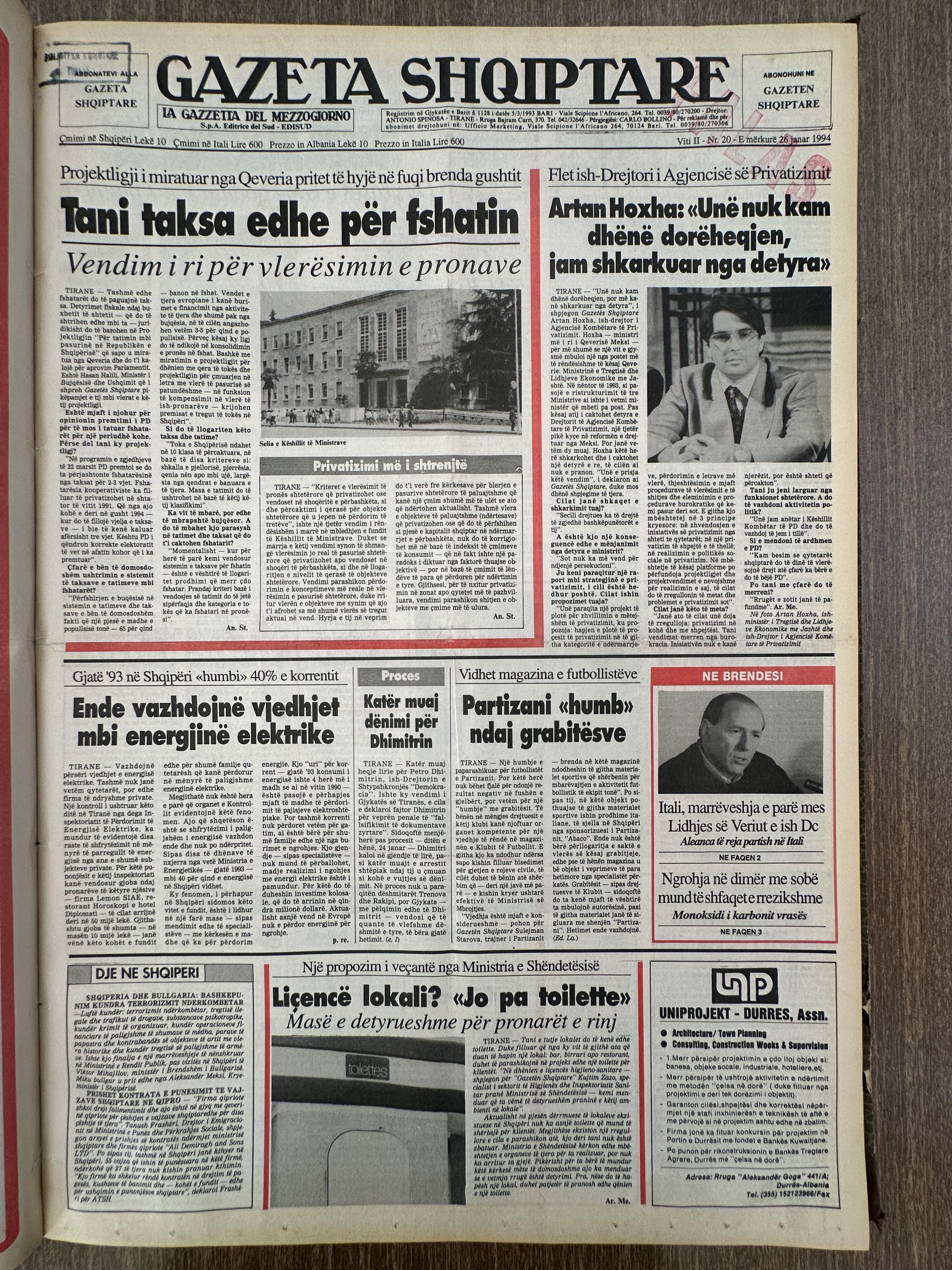 Gazeta Shqiptare 1994-01-26