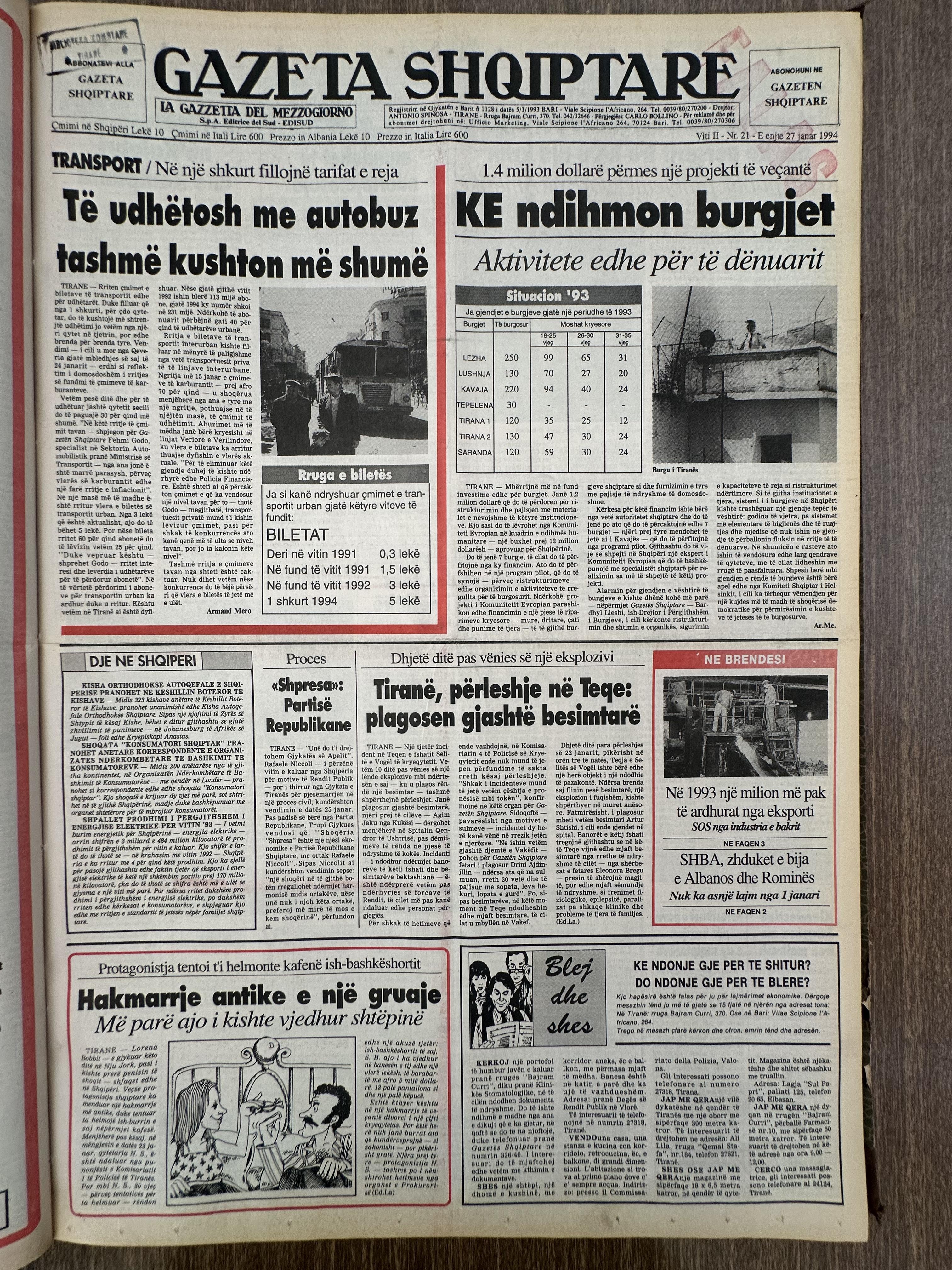 Gazeta Shqiptare 1994-01-27
