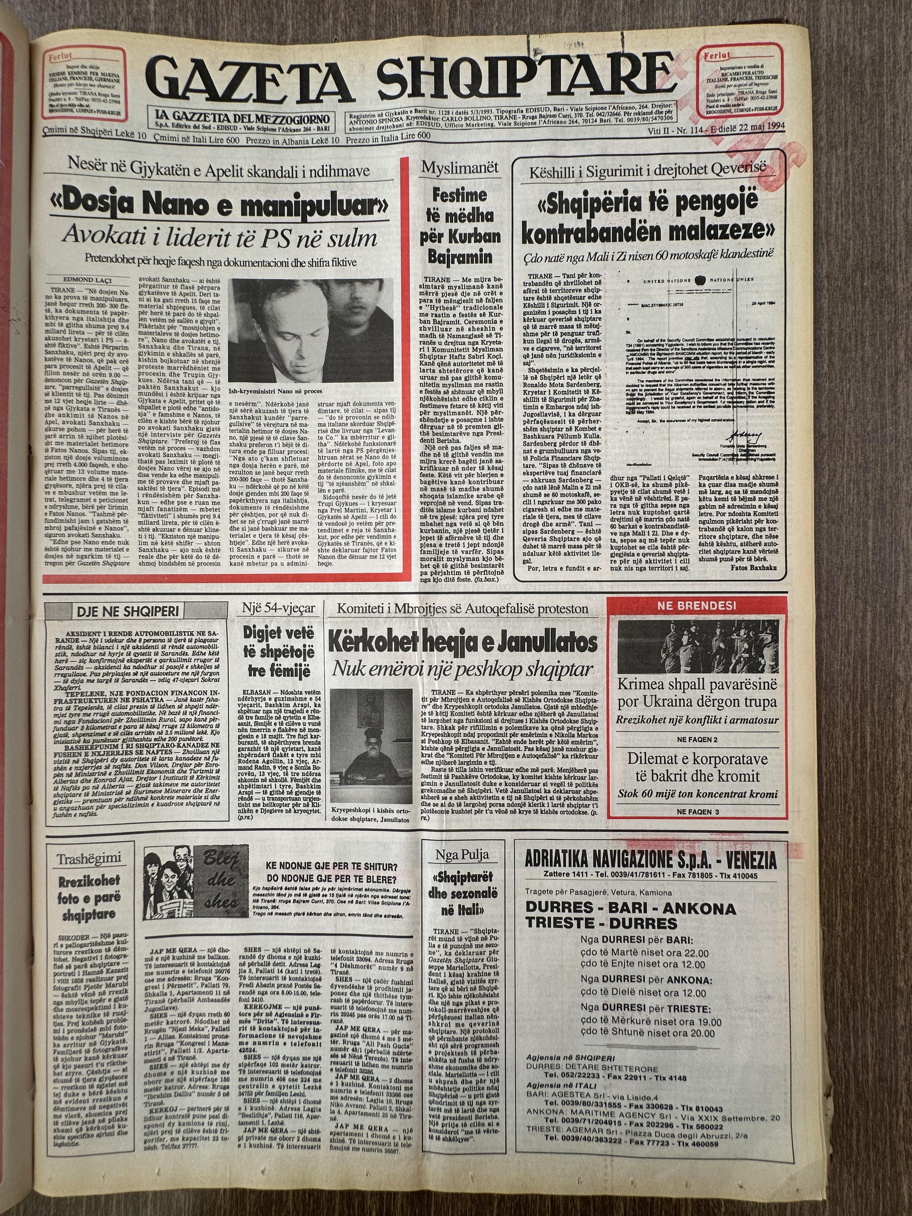 Gazeta Shqiptare 1994-05-22