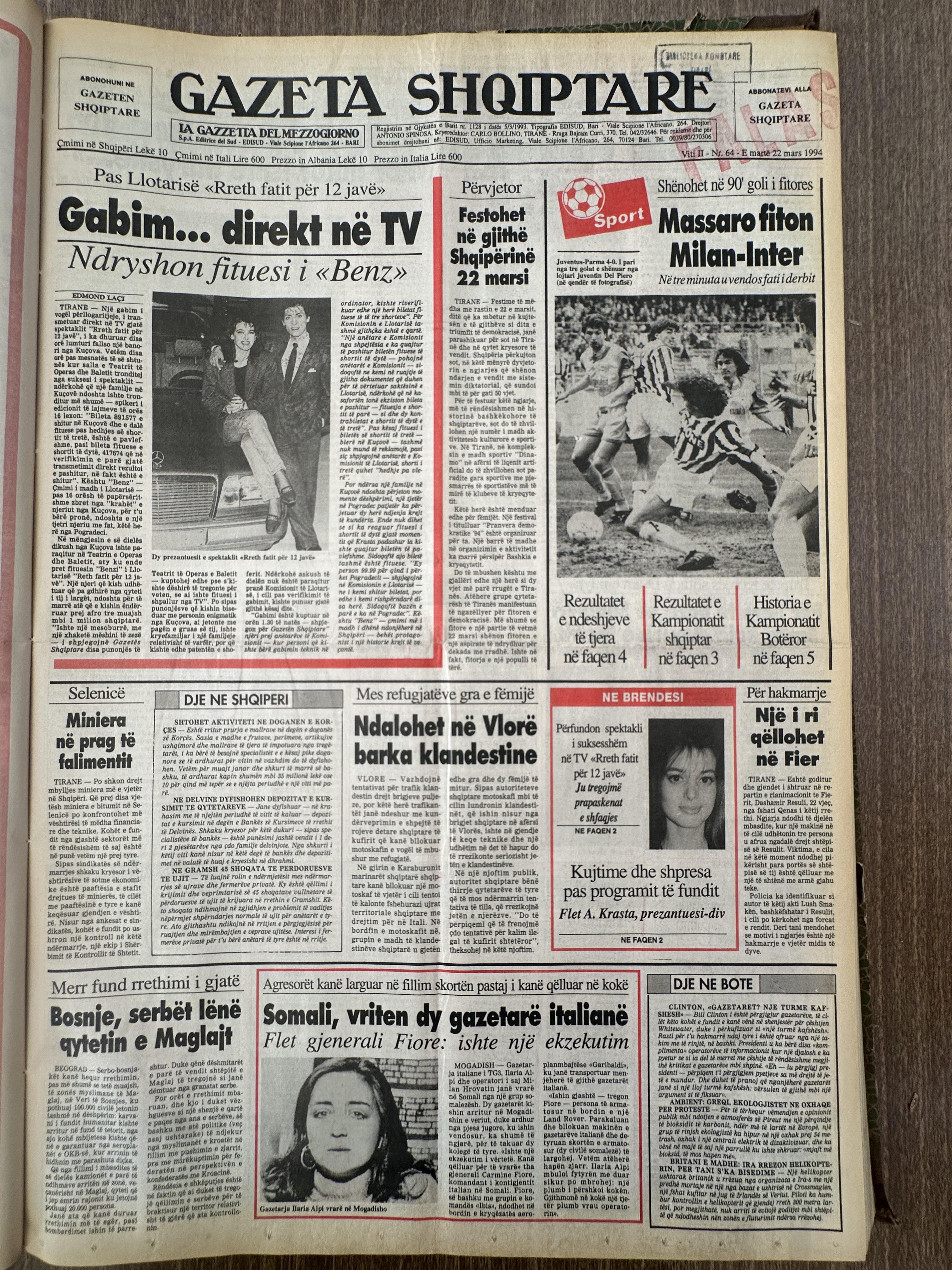 Gazeta Shqiptare 1994-03-22