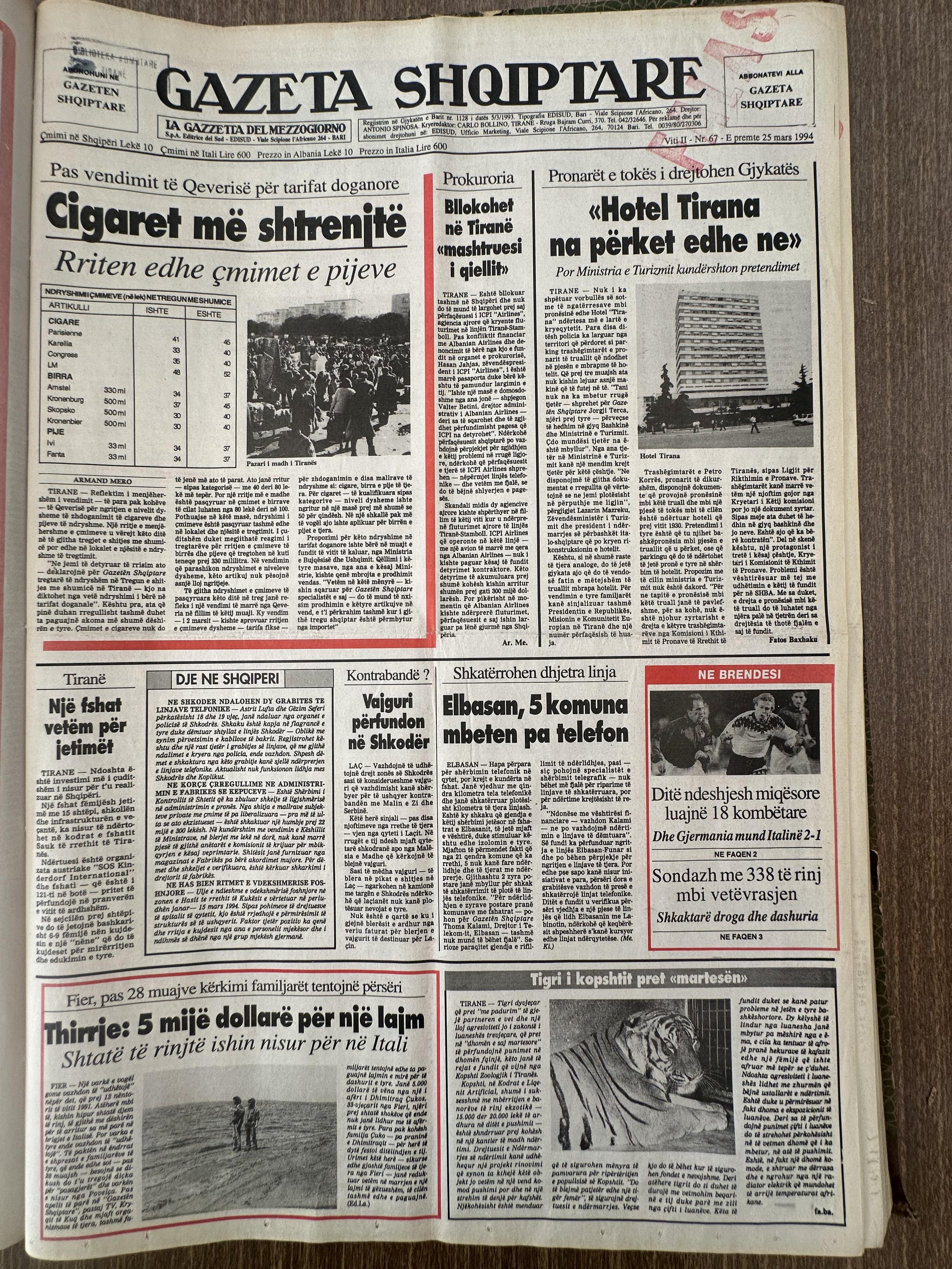 Gazeta Shqiptare 1994-03-25