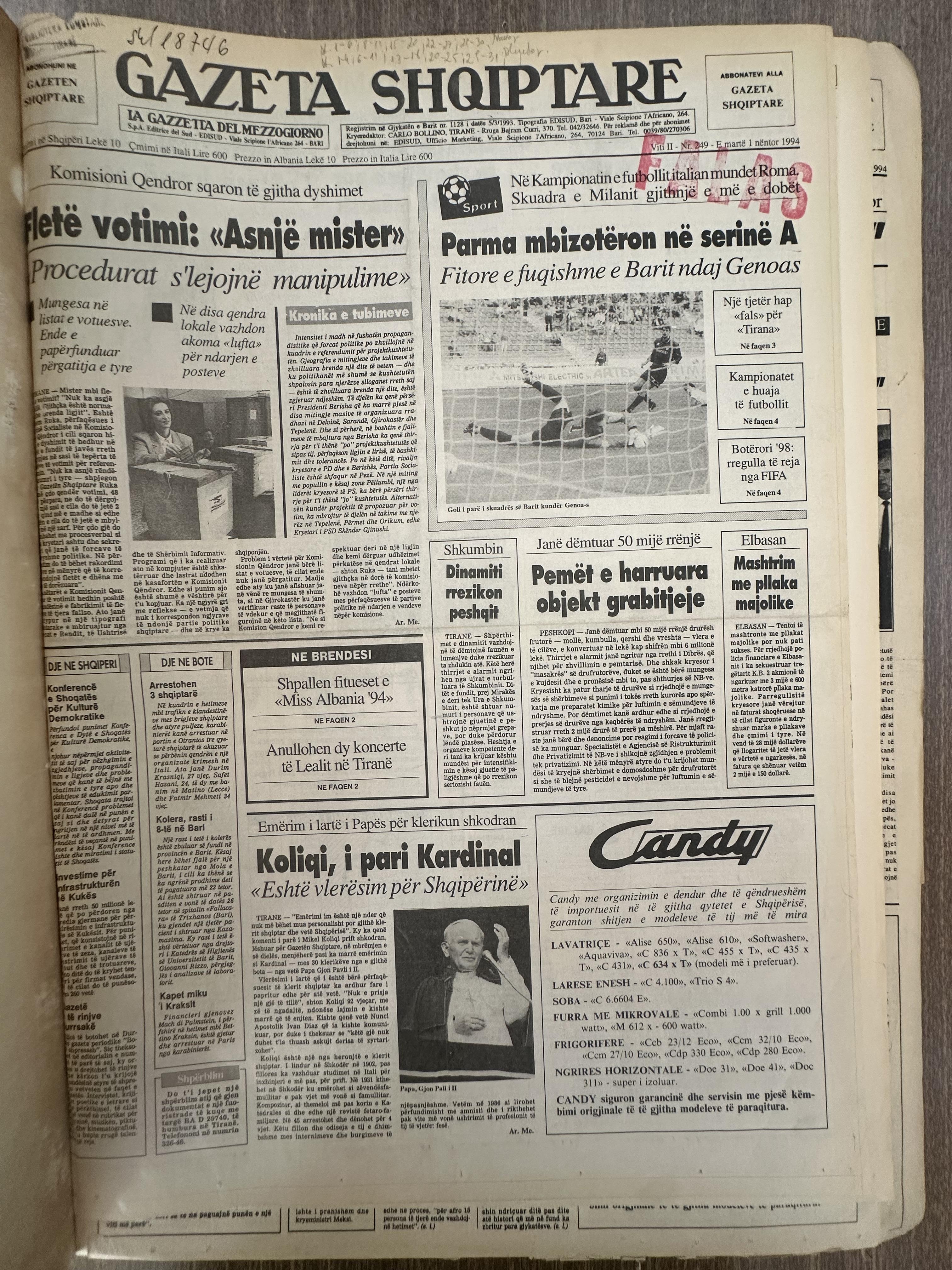 Gazeta Shqiptare 1994-11-01