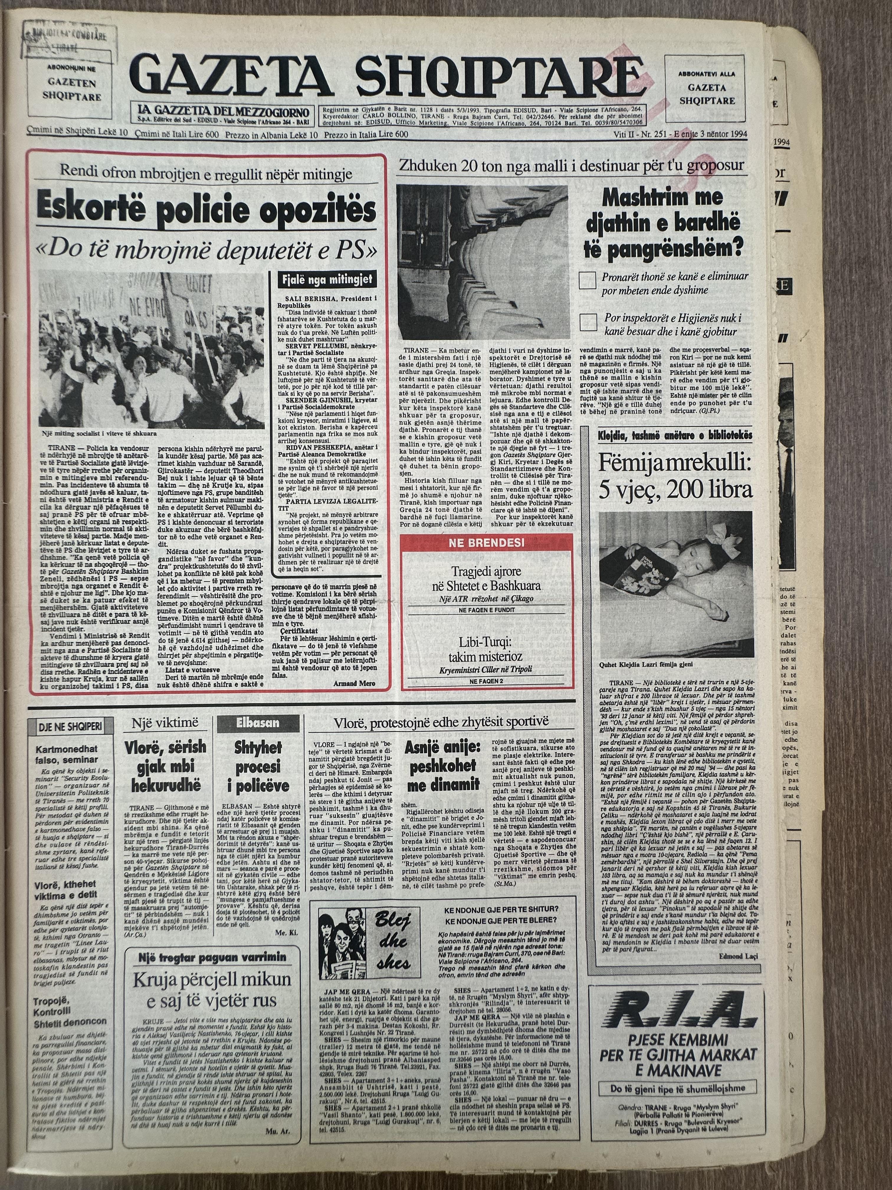Gazeta Shqiptare 1994-11-03