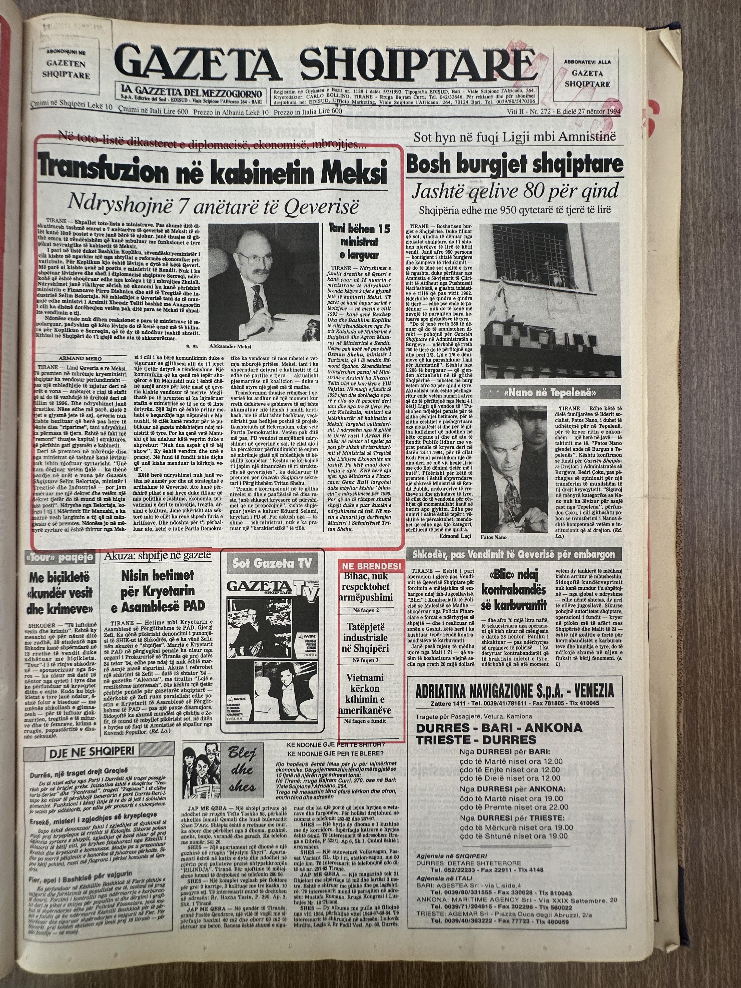Gazeta Shqiptare 1994-11-27