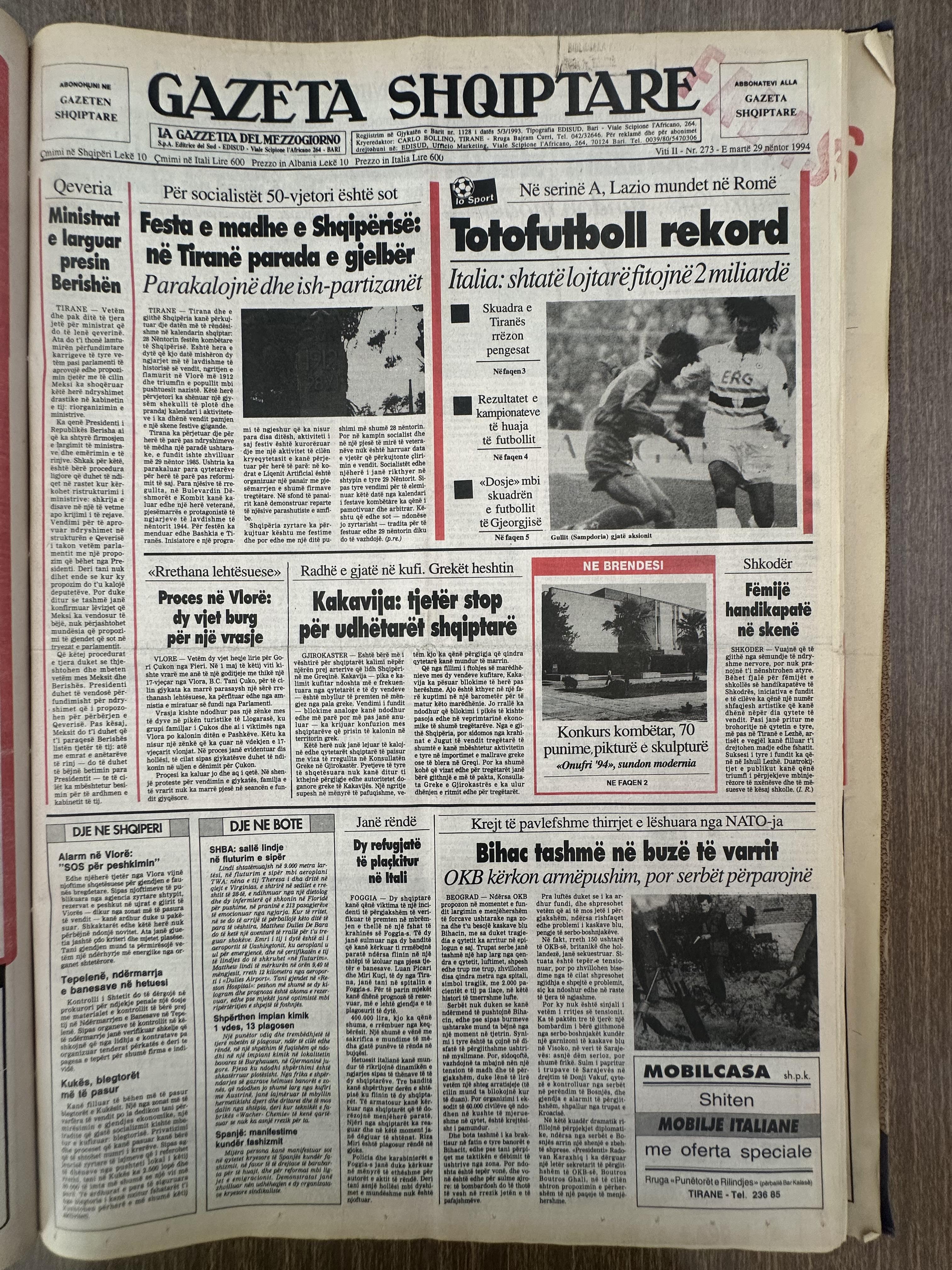 Gazeta Shqiptare 1994-11-29