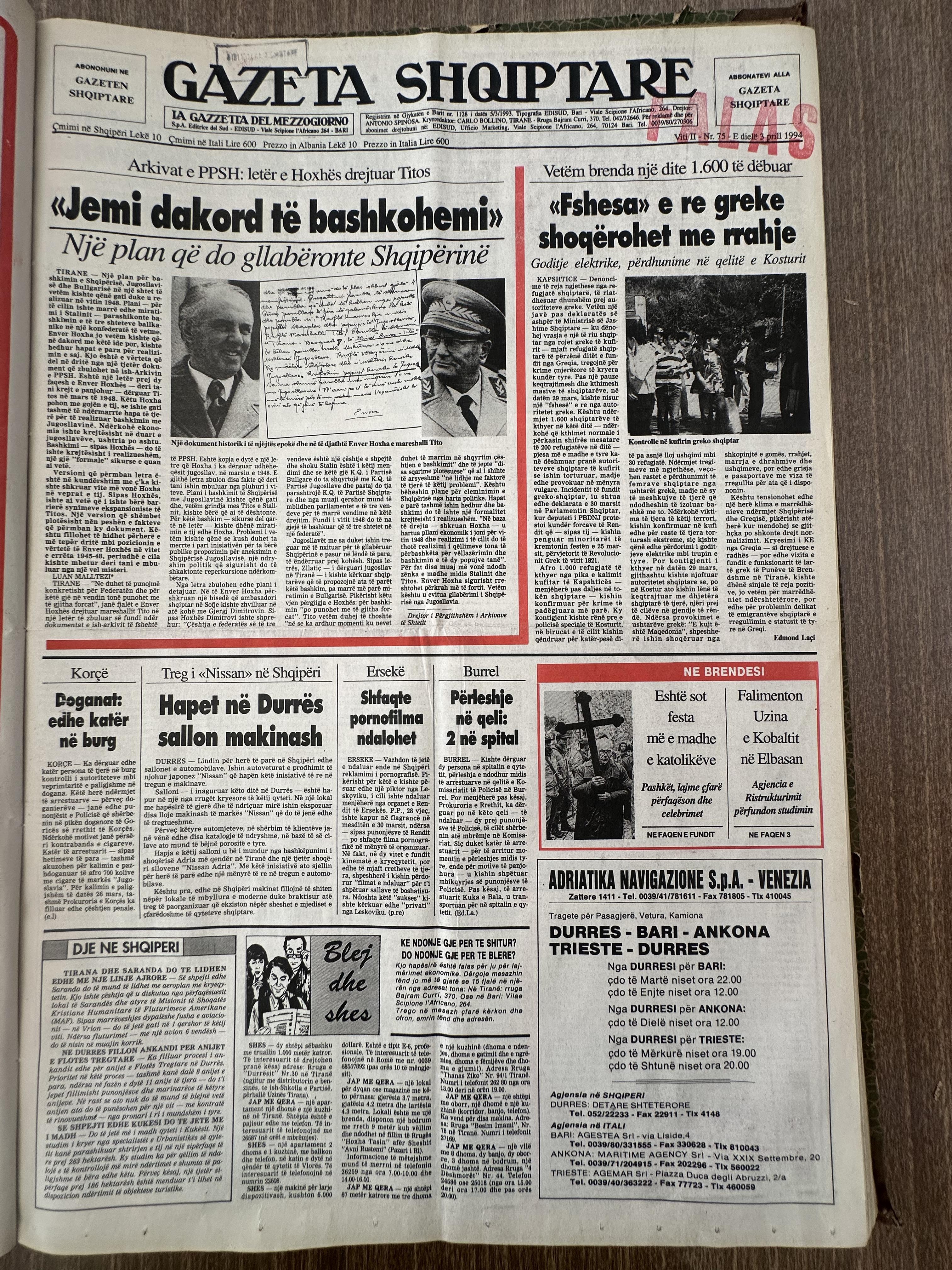 Gazeta Shqiptare 1994-04-03