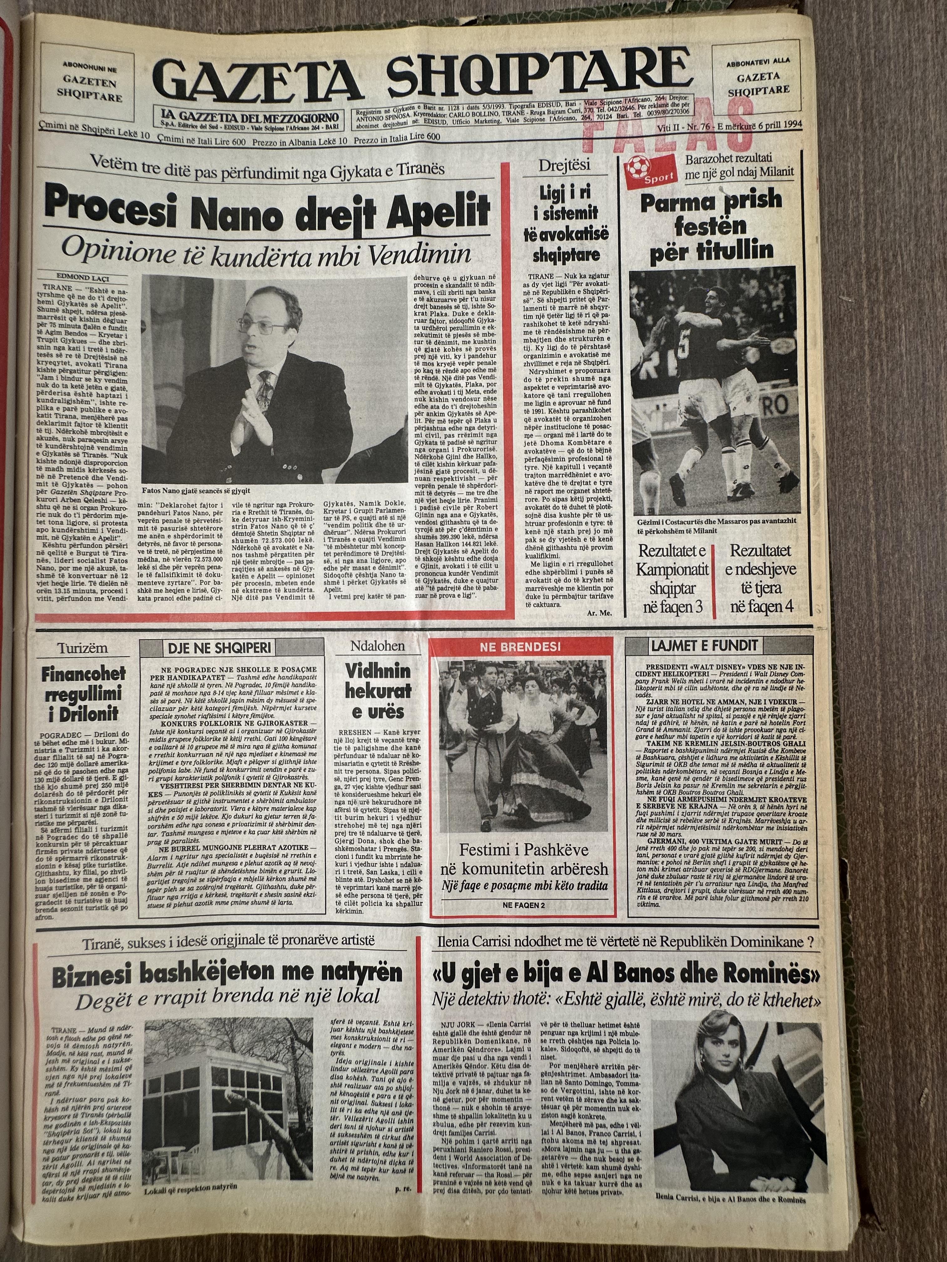 Gazeta Shqiptare 1994-04-06