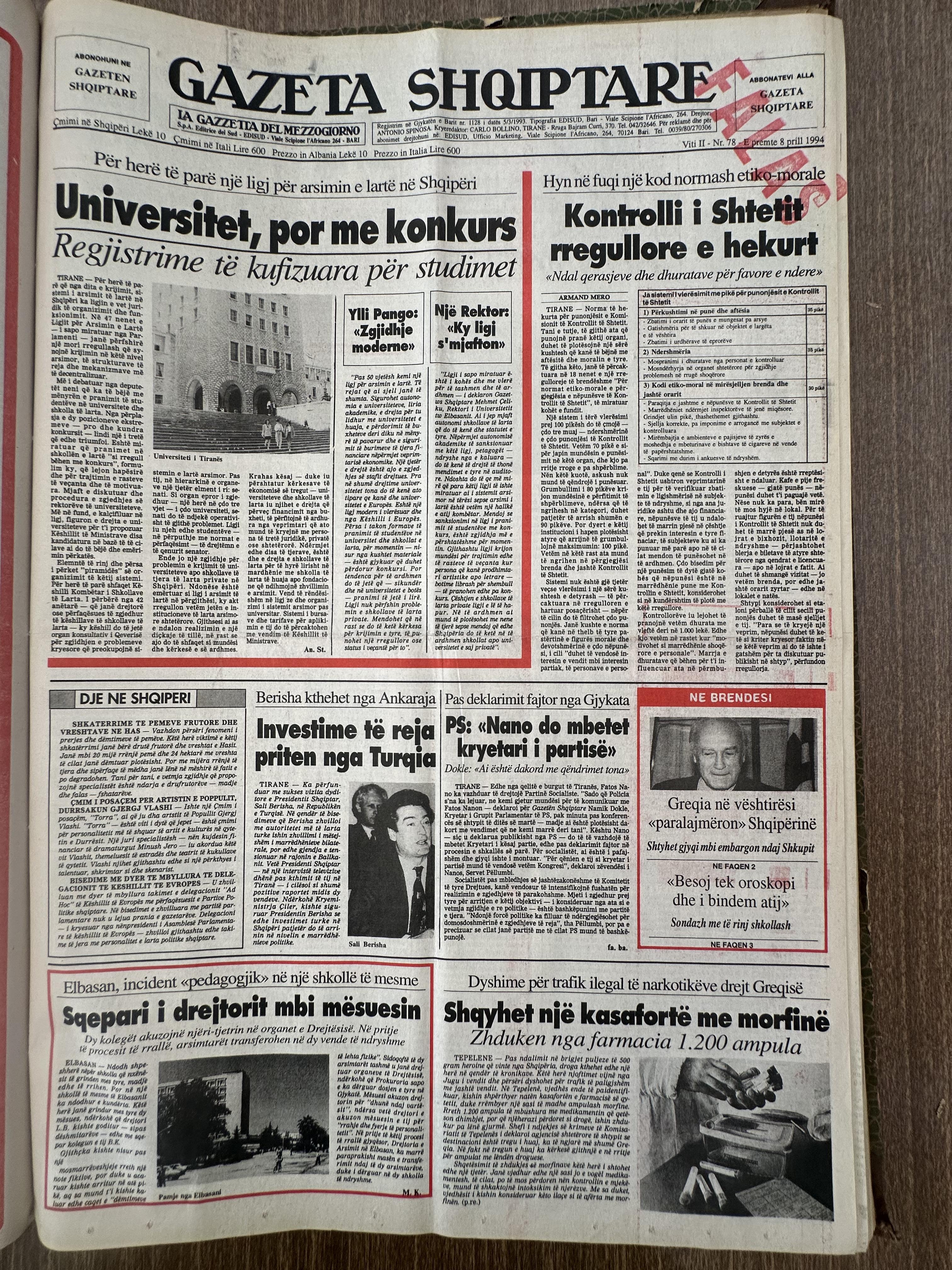 Gazeta Shqiptare 1994-04-08