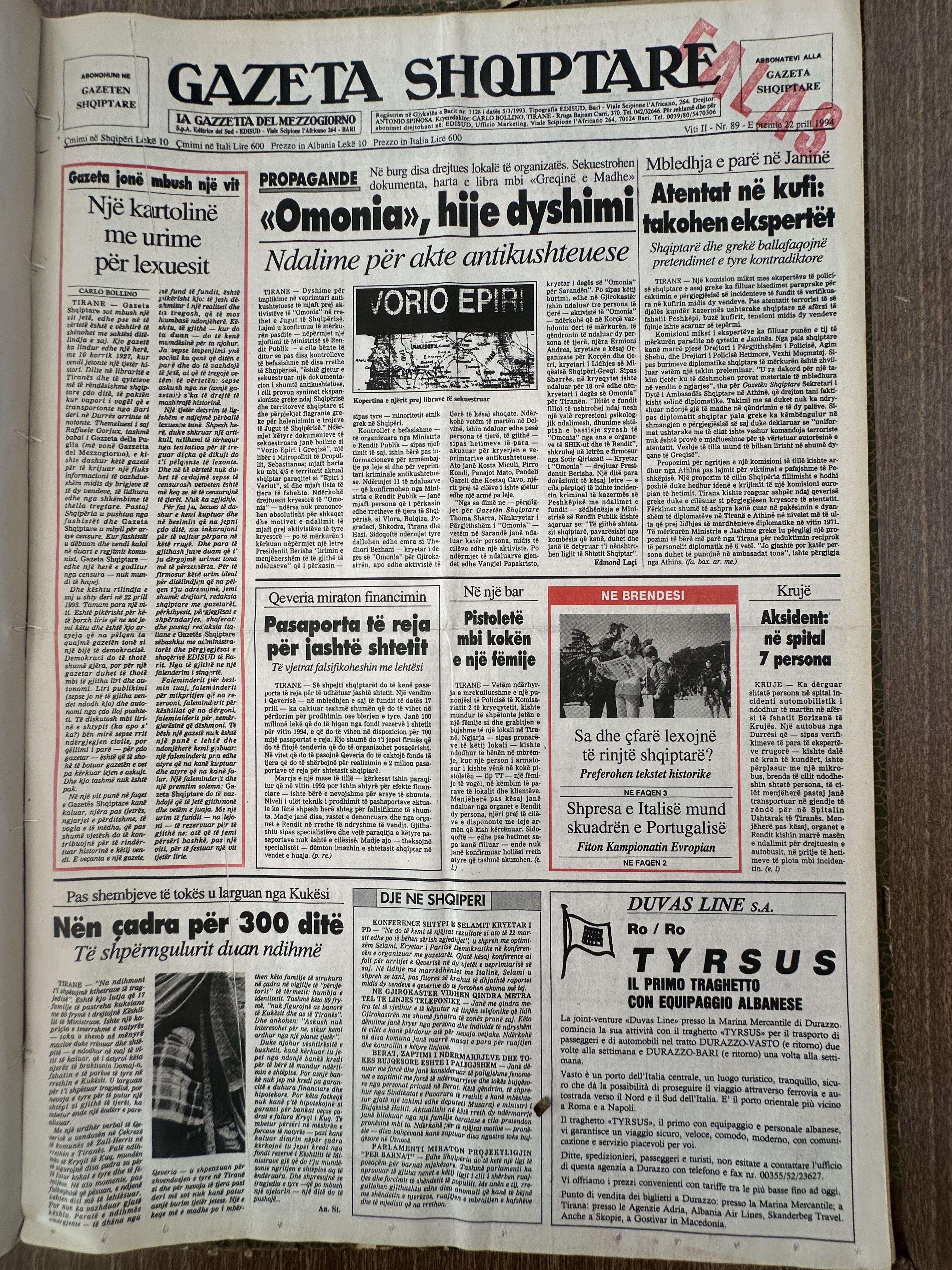 Gazeta Shqiptare 1994-04-22