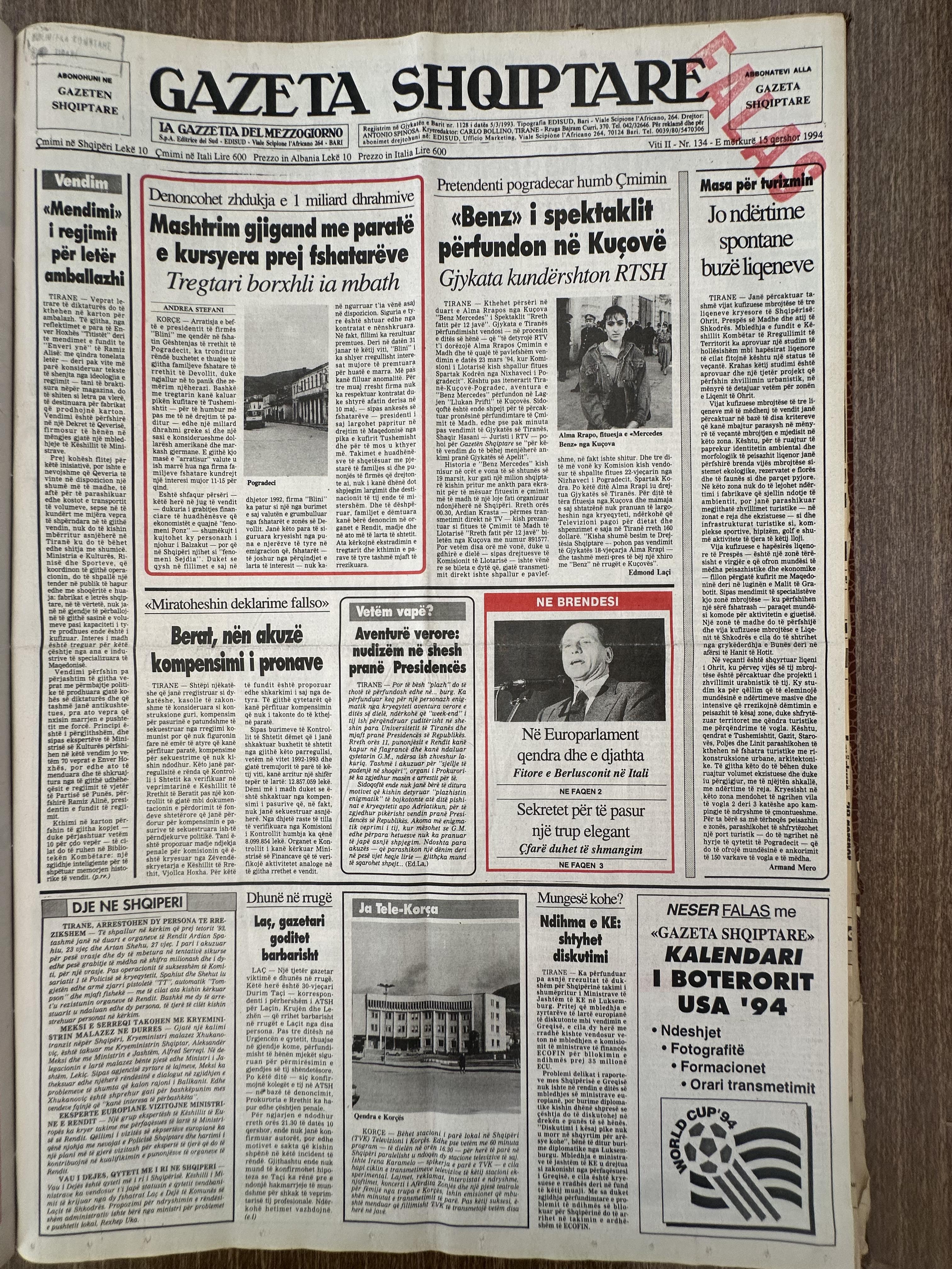 Gazeta Shqiptare 1994-06-15