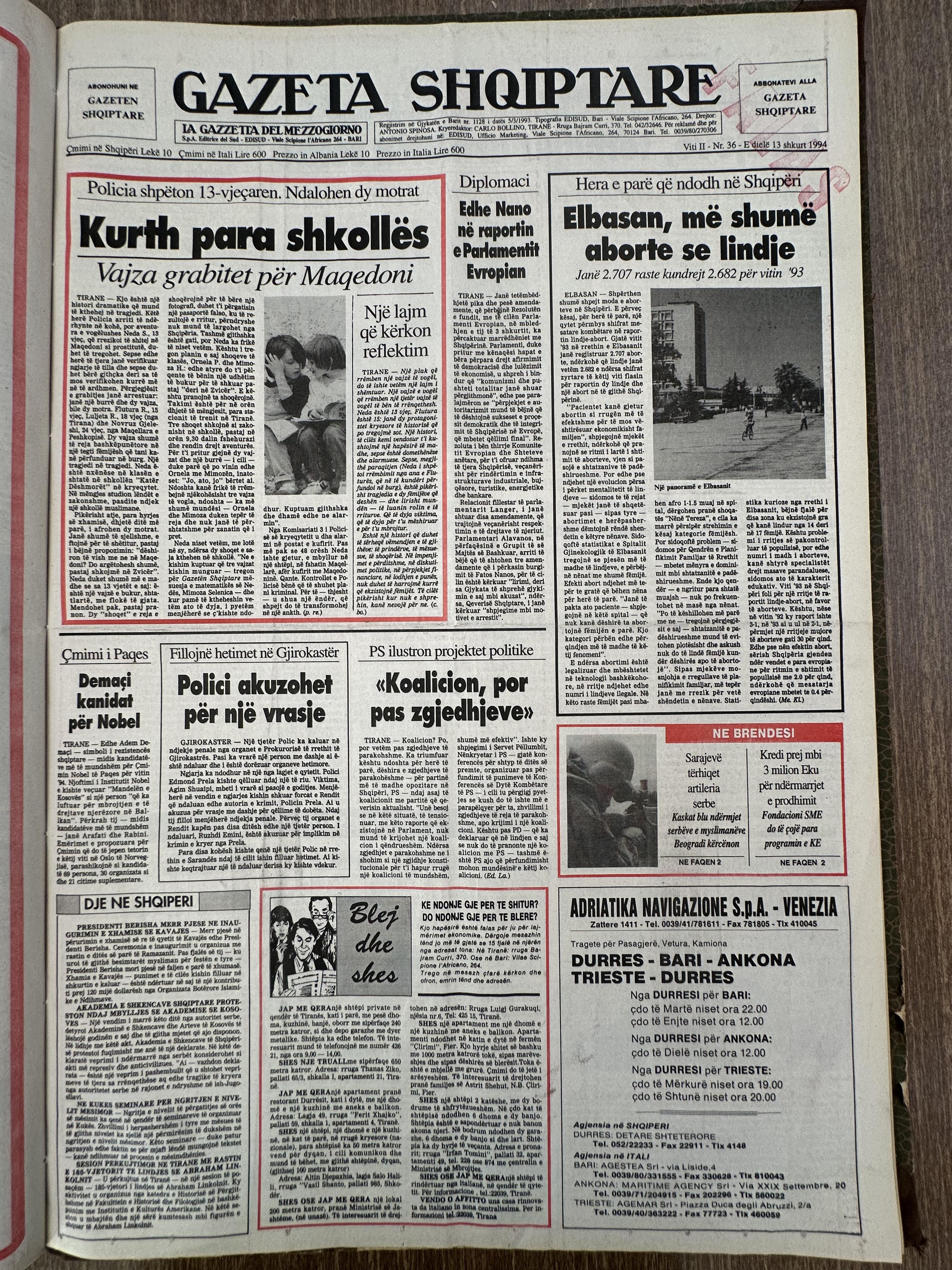 Gazeta Shqiptare 1994-02-13