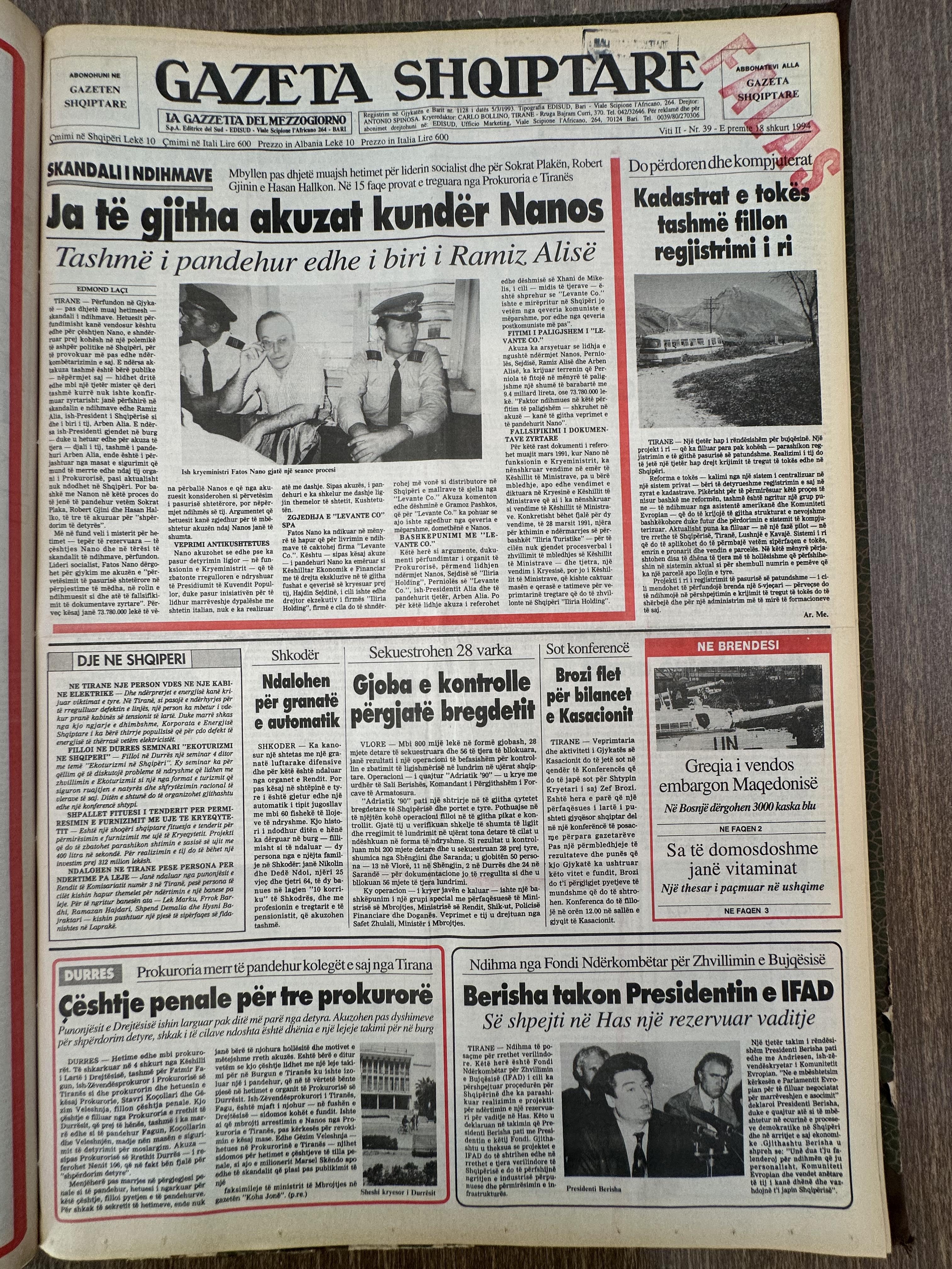 Gazeta Shqiptare 1994-02-18