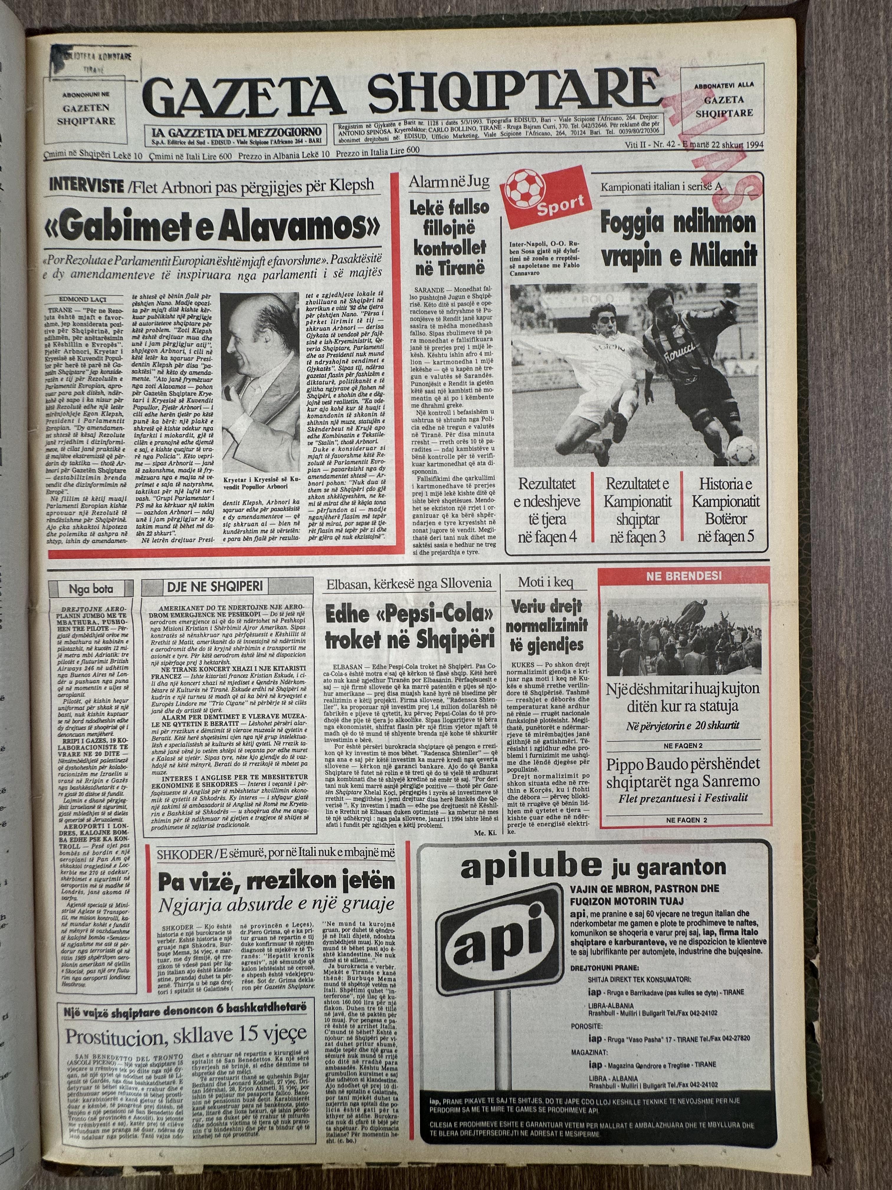 Gazeta Shqiptare 1994-02-22