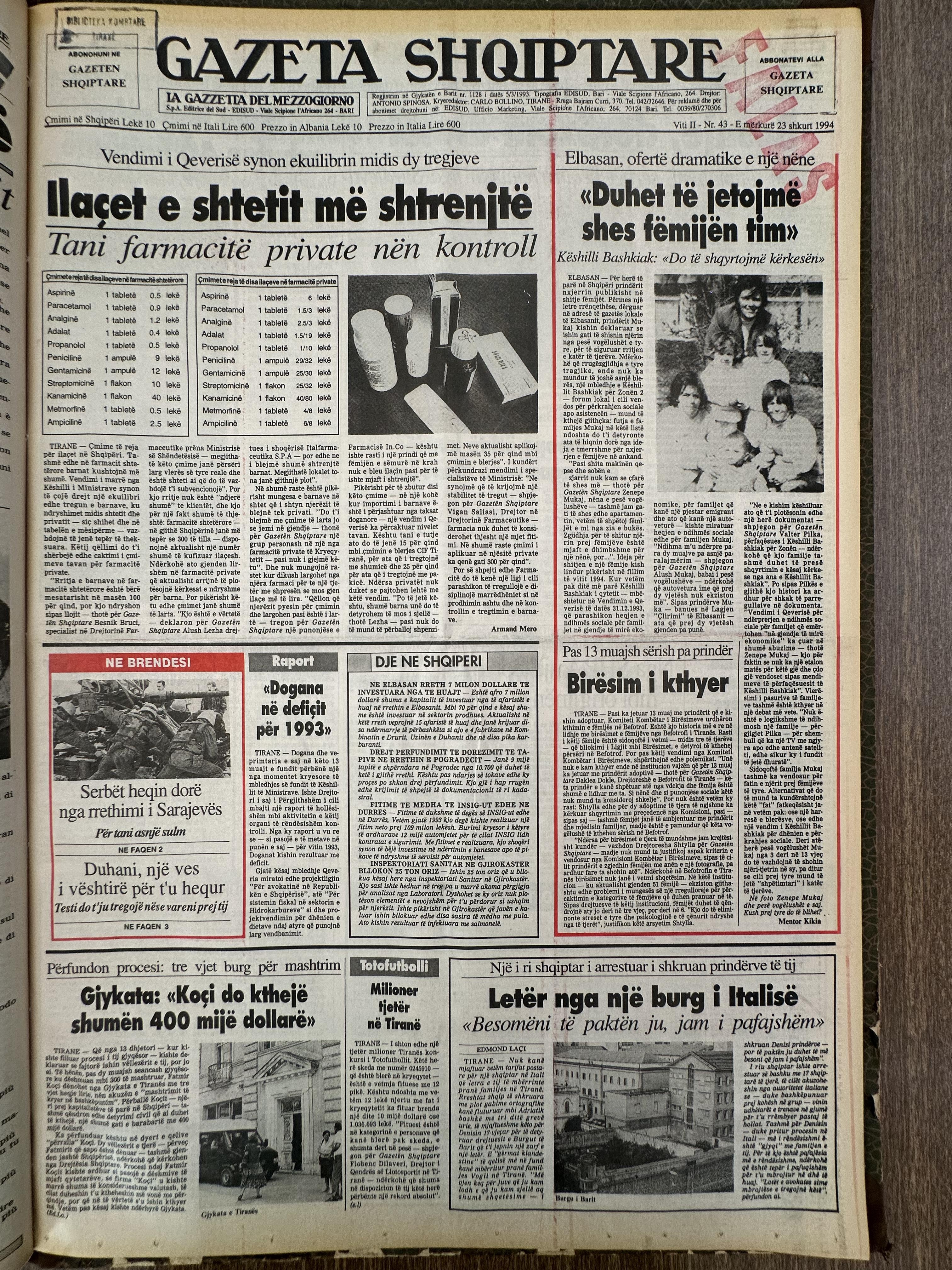 Gazeta Shqiptare 1994-02-23