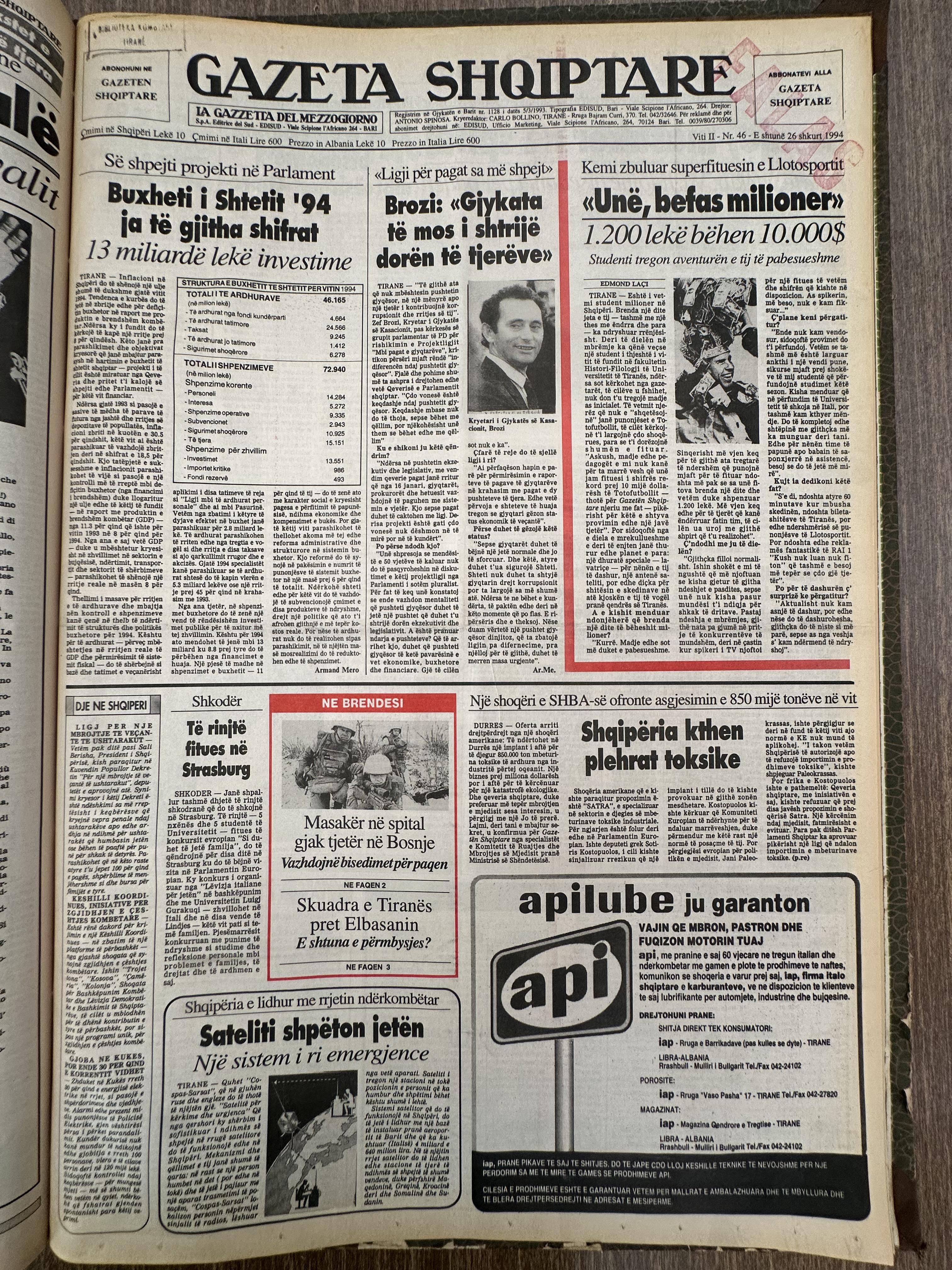 Gazeta Shqiptare 1994-02-26