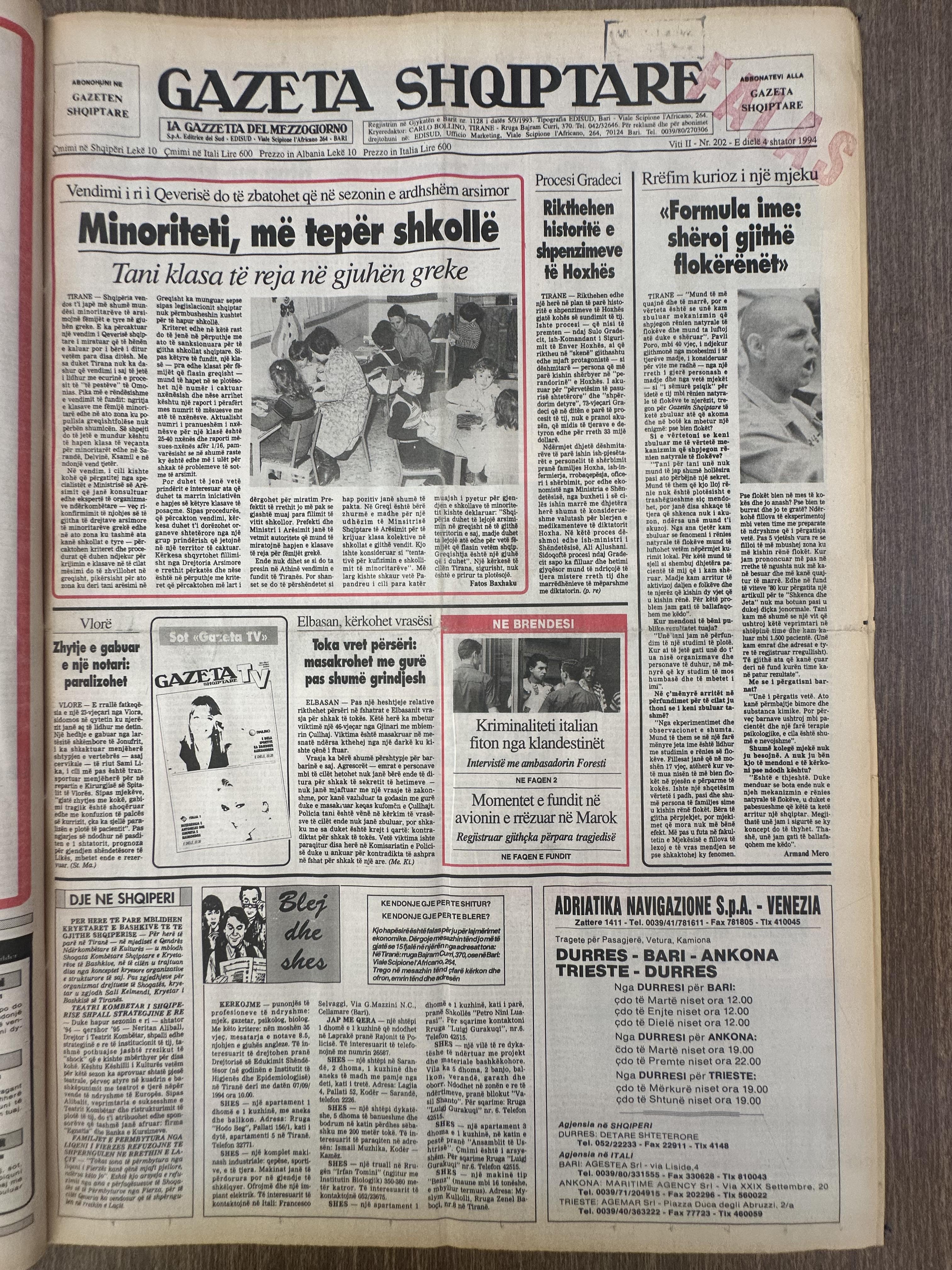 Gazeta Shqiptare 1994-09-04