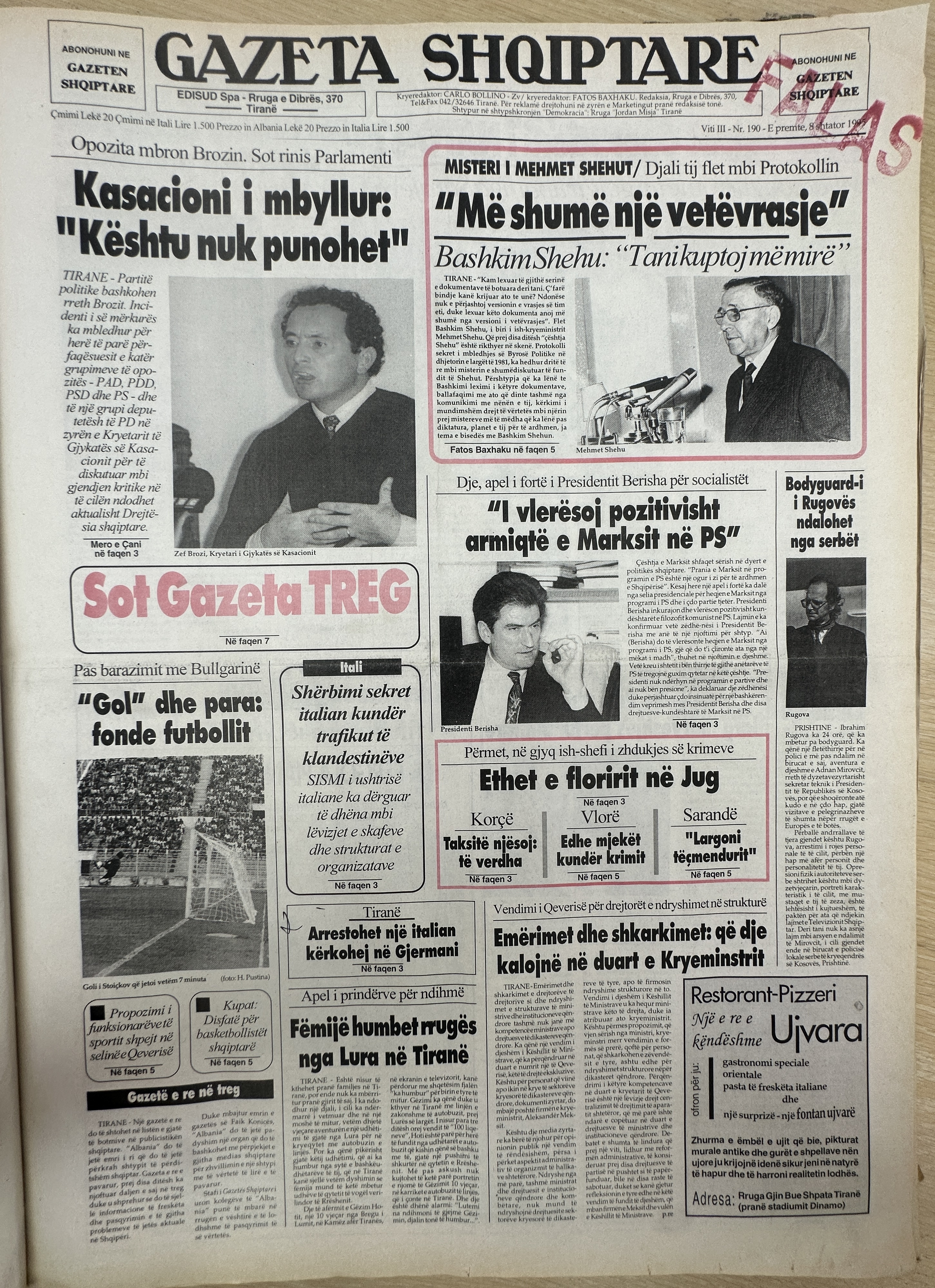 Gazeta Shqiptare 1995-09-08