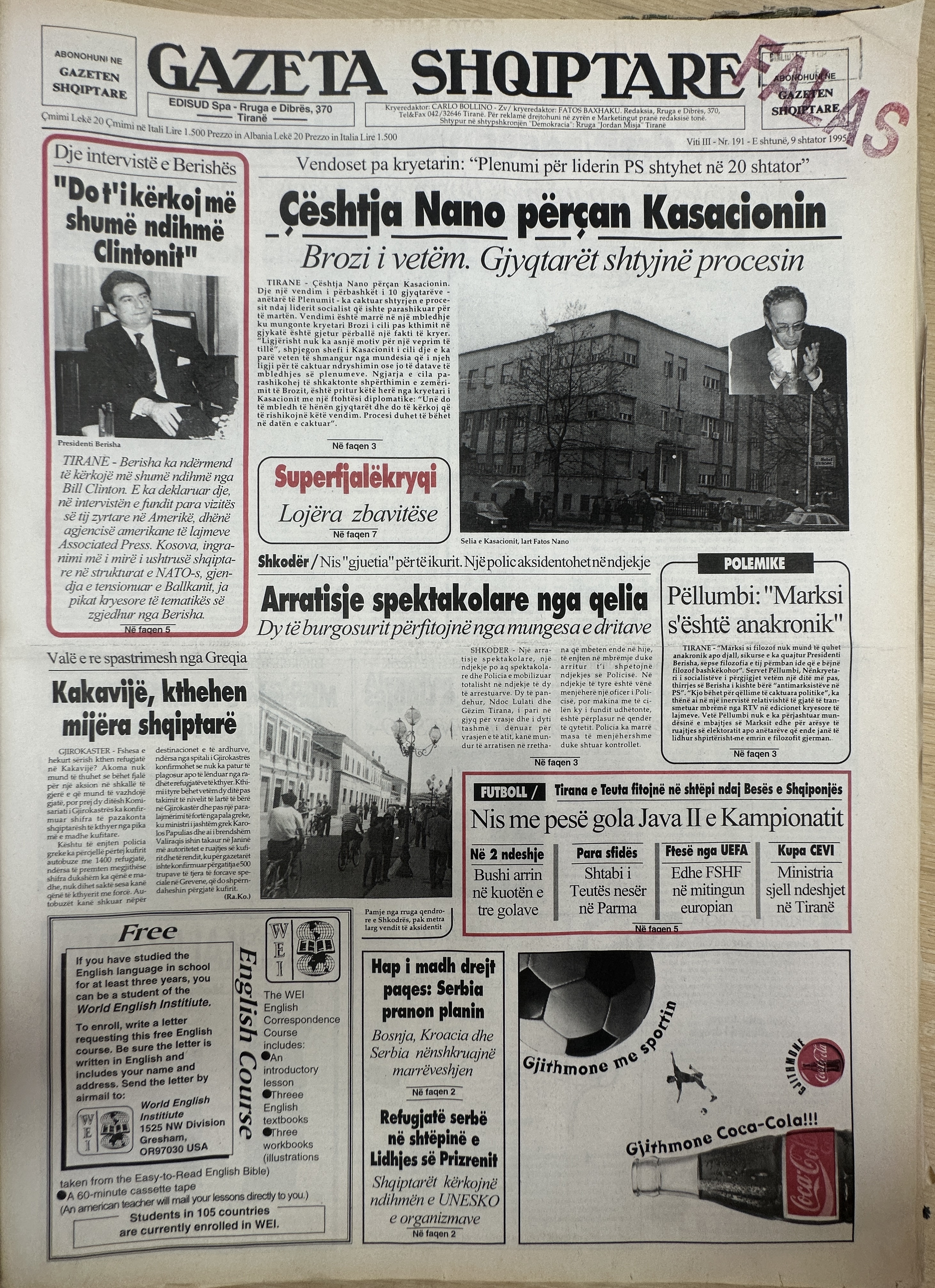 Gazeta Shqiptare 1995-09-09