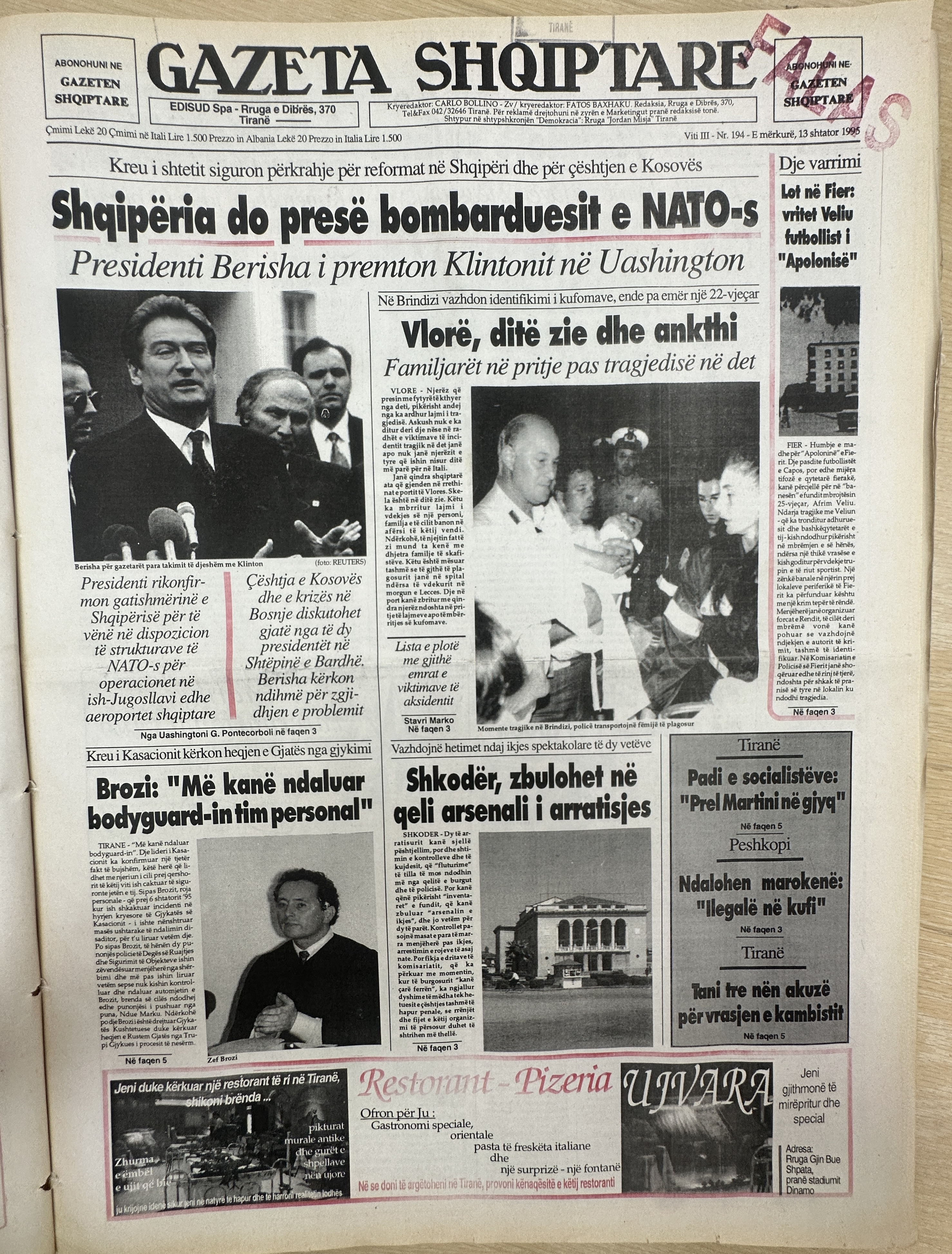 Gazeta Shqiptare 1995-09-13