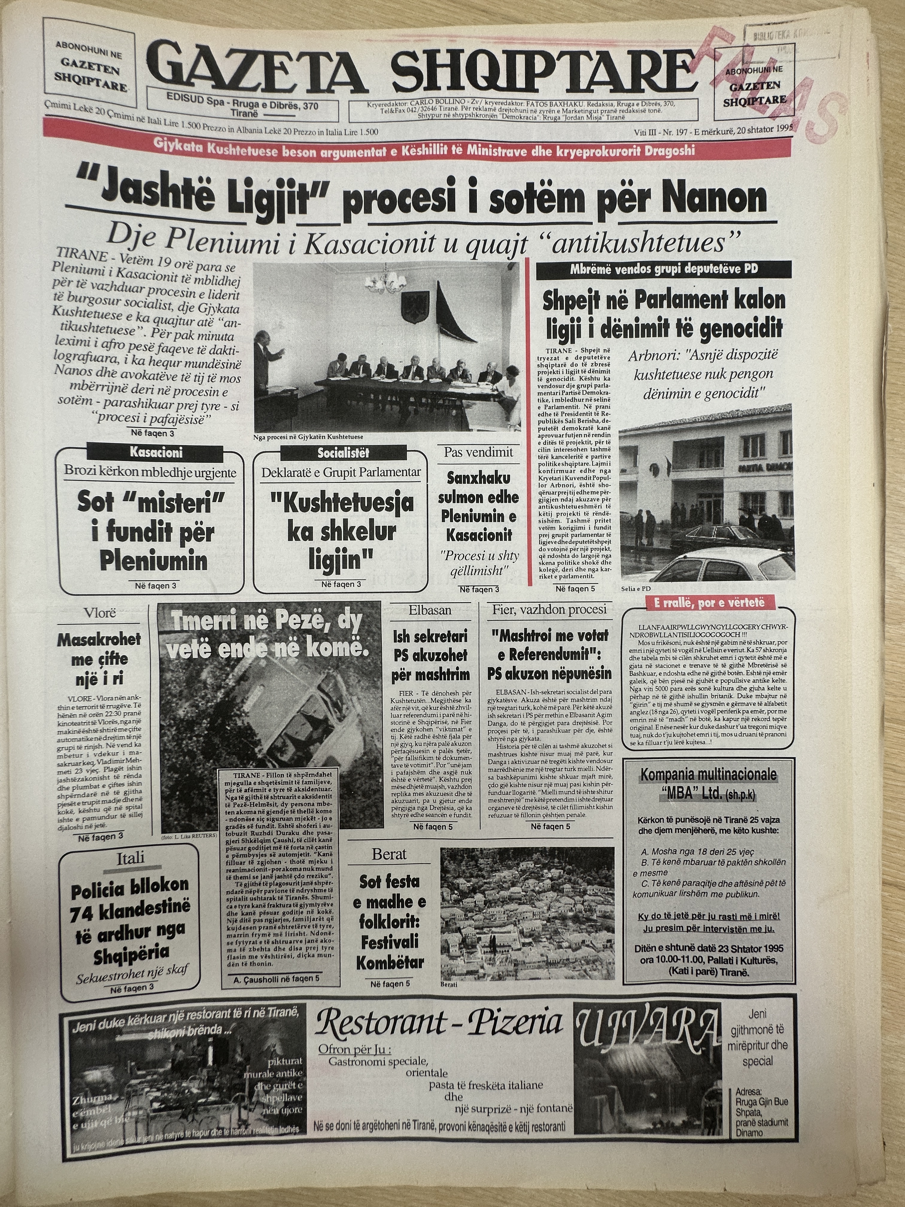 Gazeta Shqiptare 1995-09-20