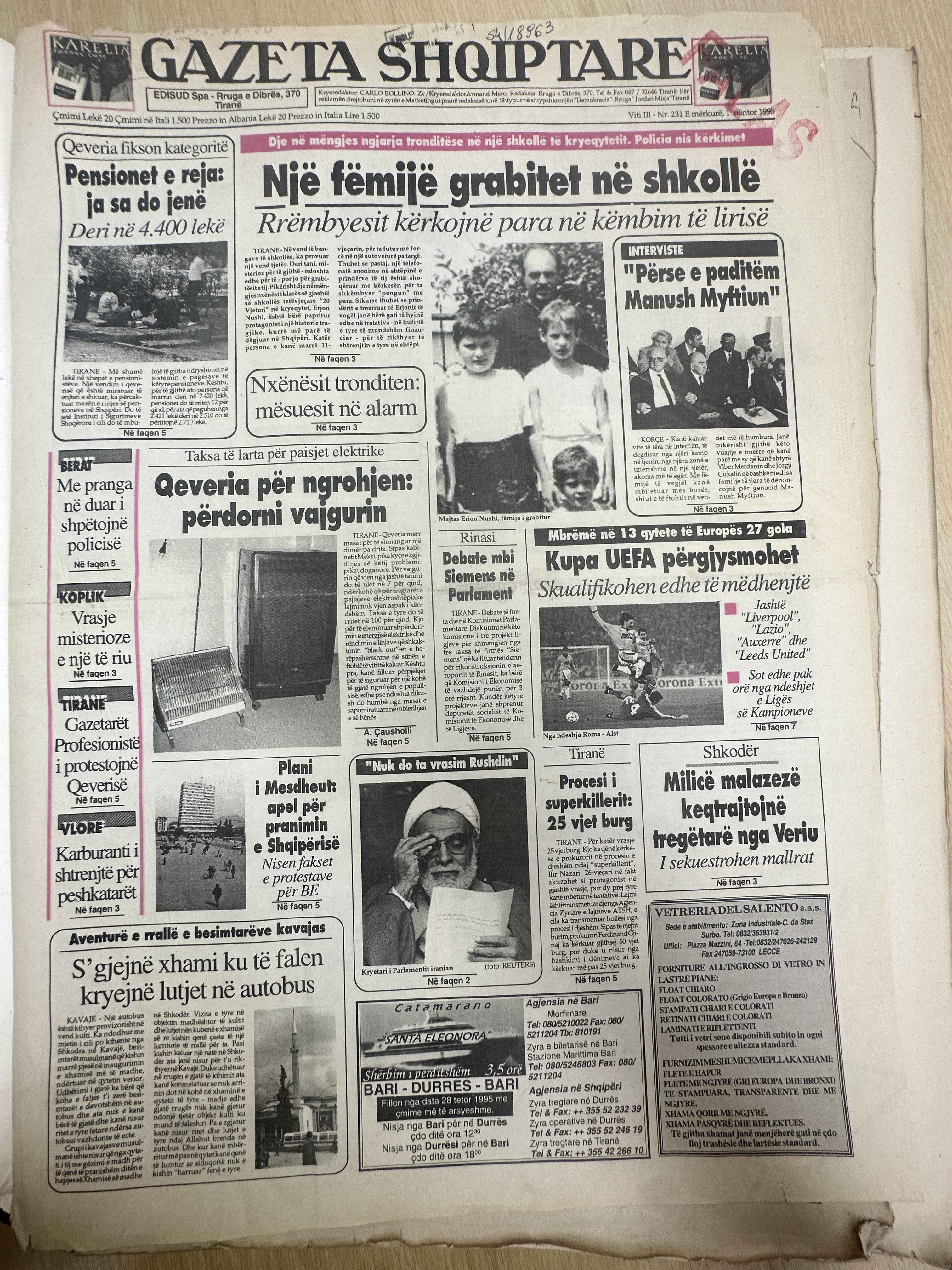 Gazeta Shqiptare 1995-11-01