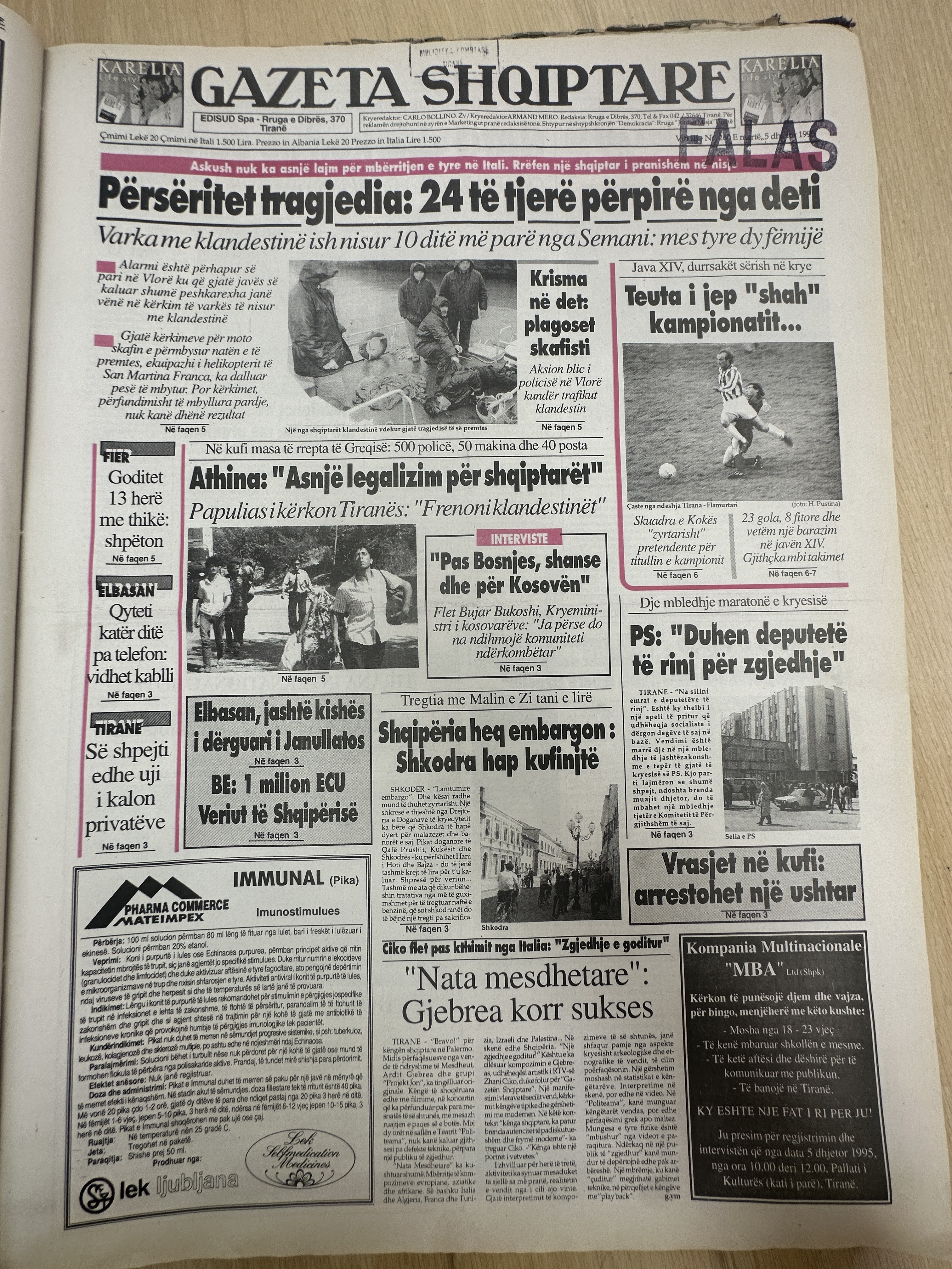 Gazeta Shqiptare 1995-01-05