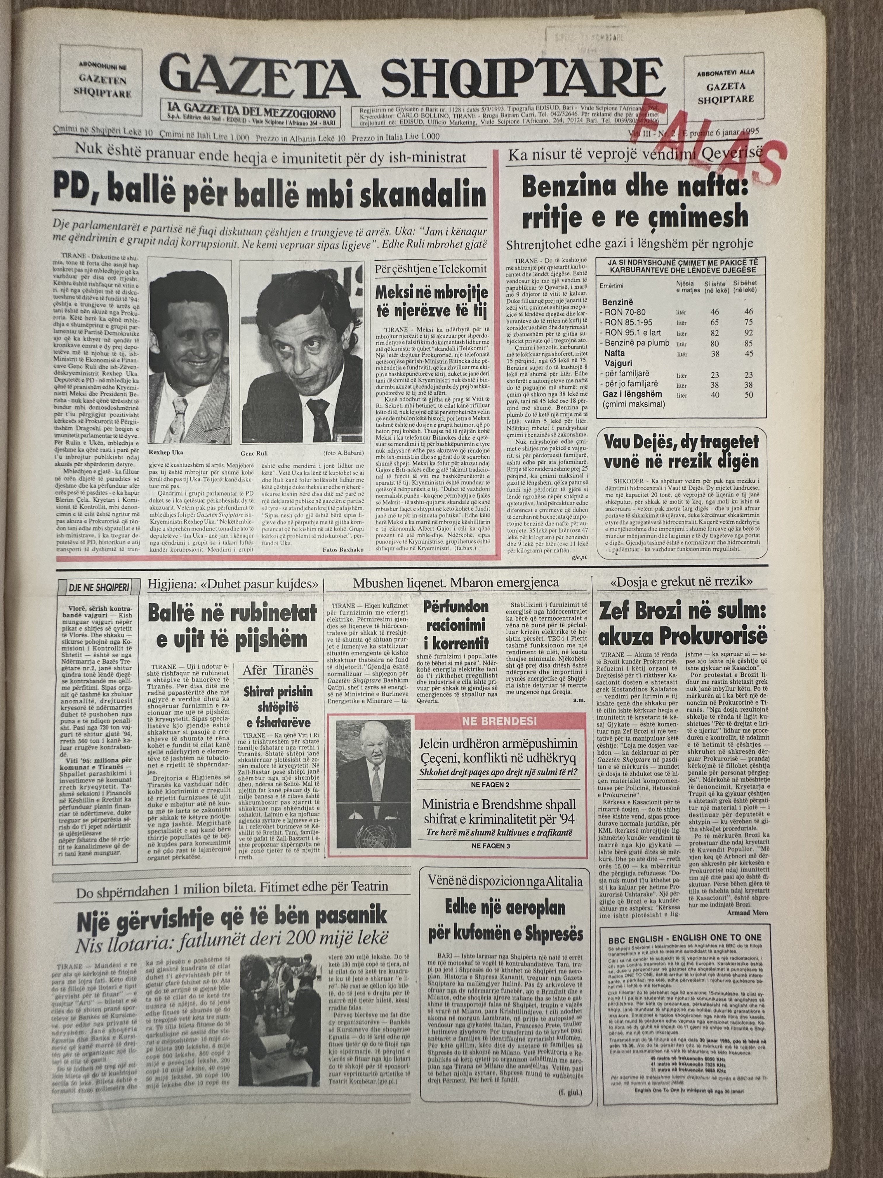 Gazeta Shqiptare 1995-01-06