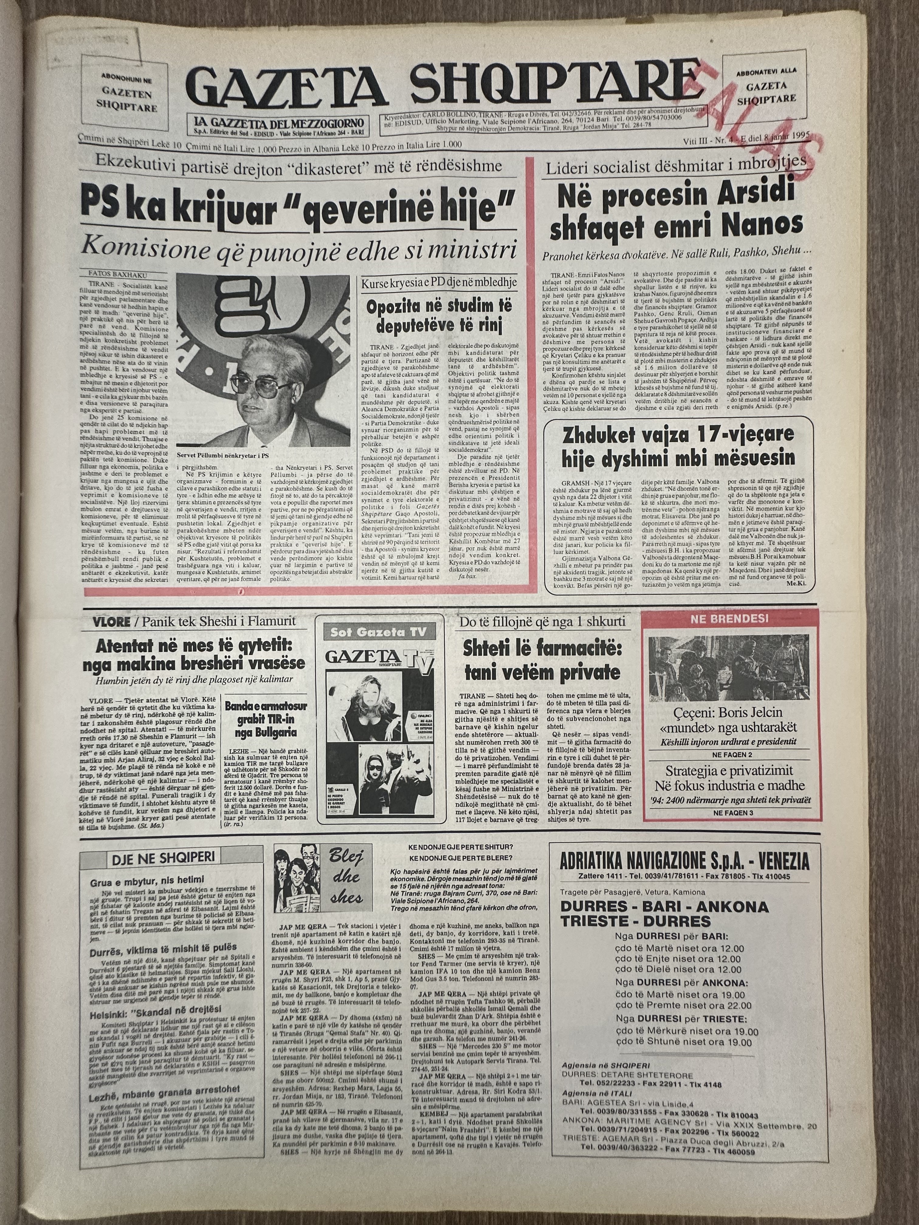 Gazeta Shqiptare 1995-01-08