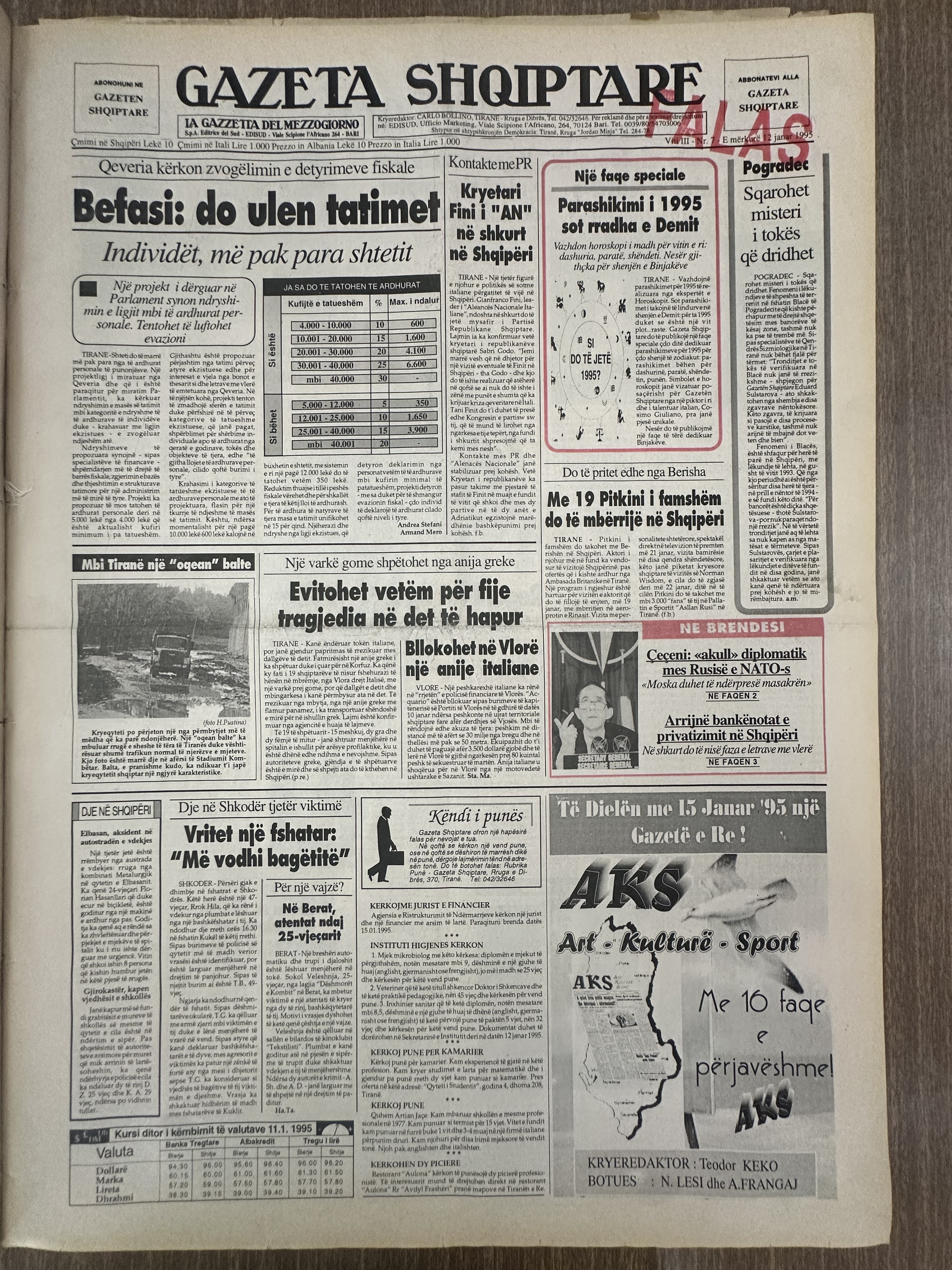 Gazeta Shqiptare 1995-01-12