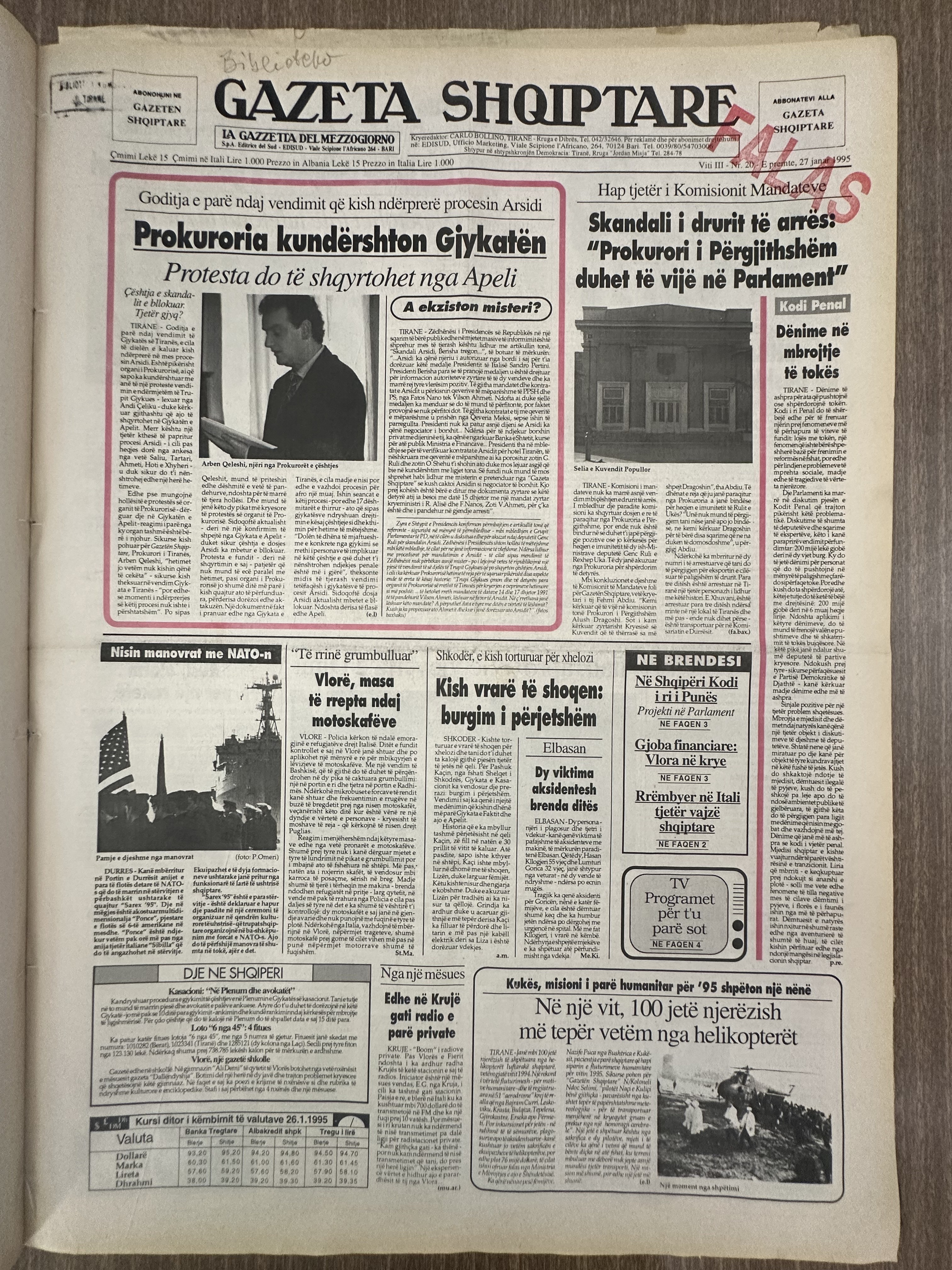 Gazeta Shqiptare 1995-01-27