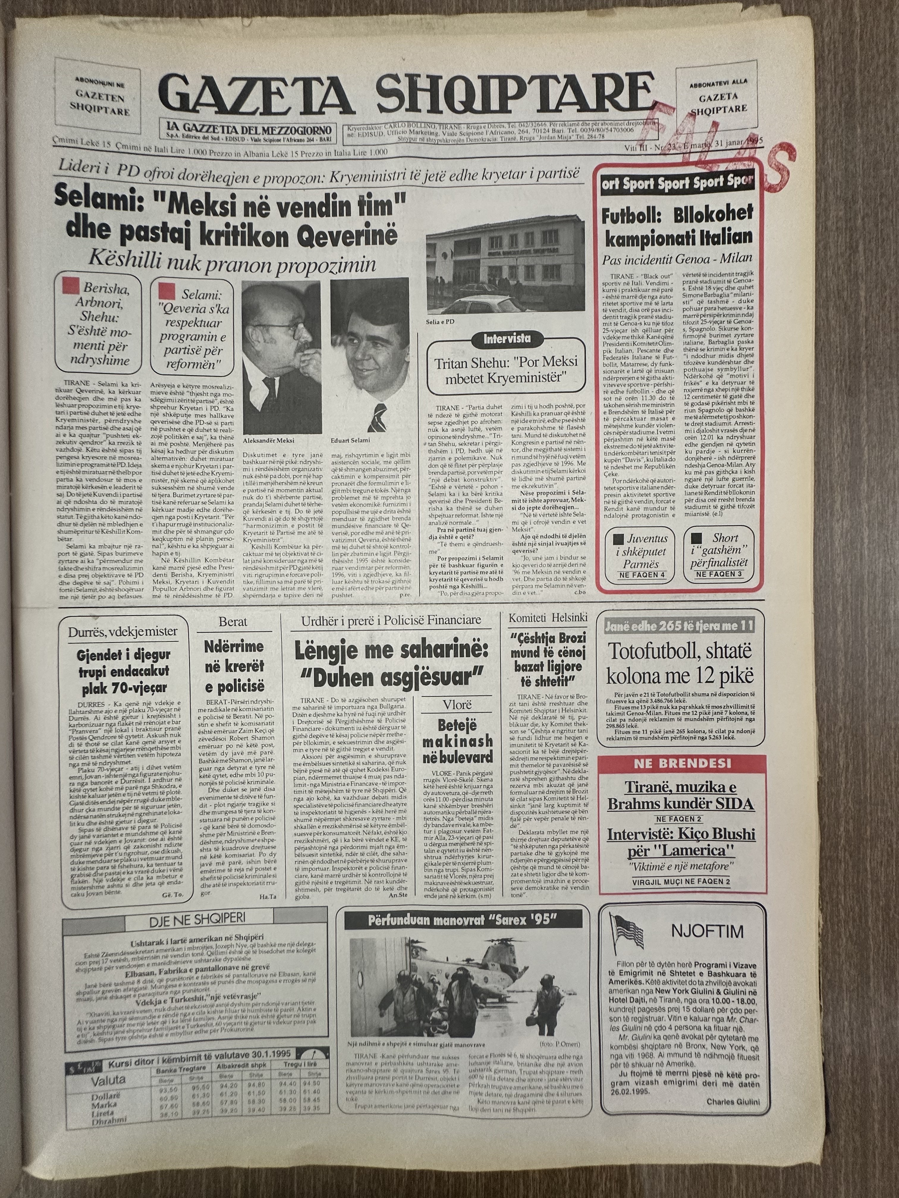 Gazeta Shqiptare 1995-01-31