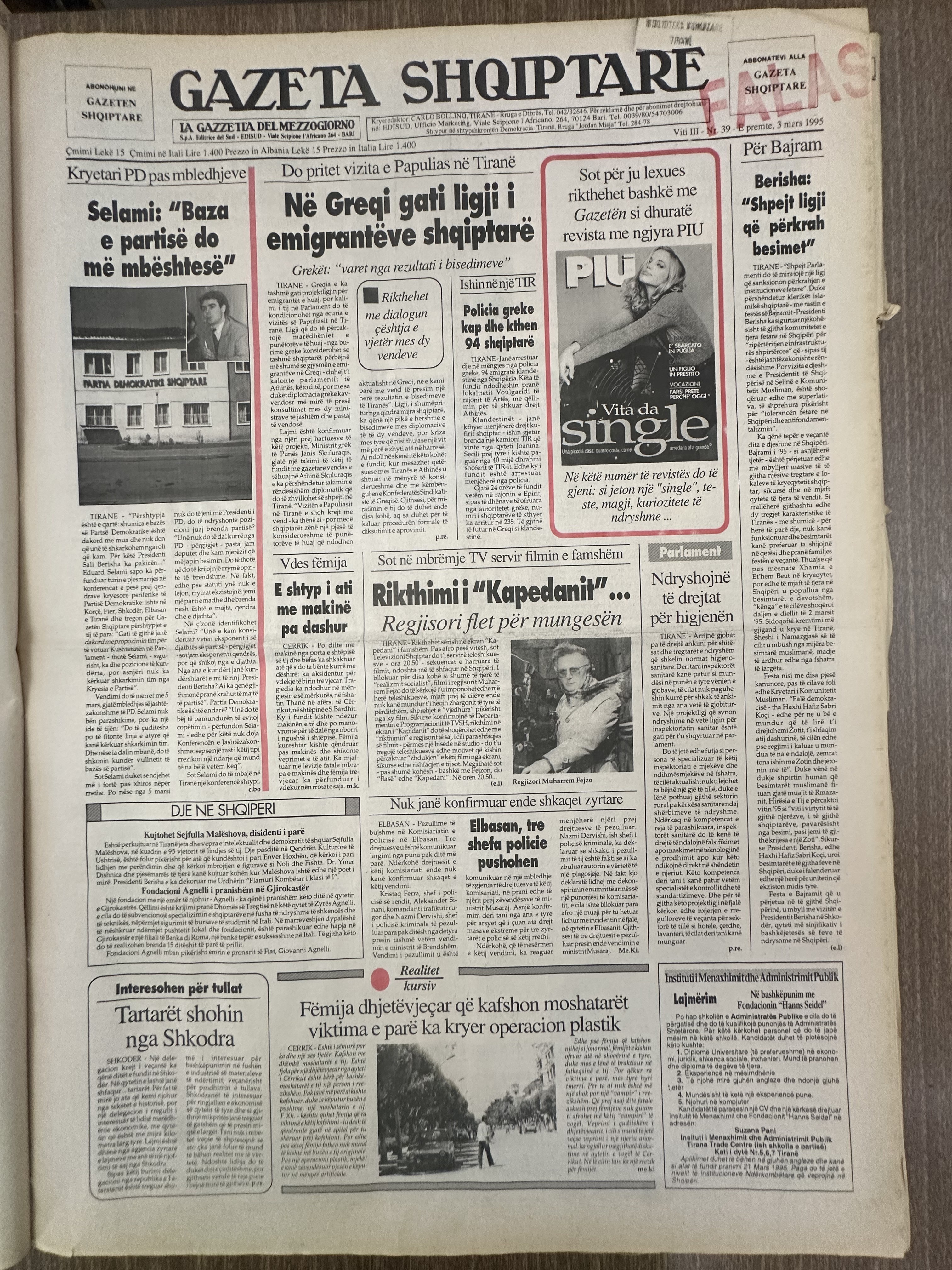 Gazeta Shqiptare 1995-03-03