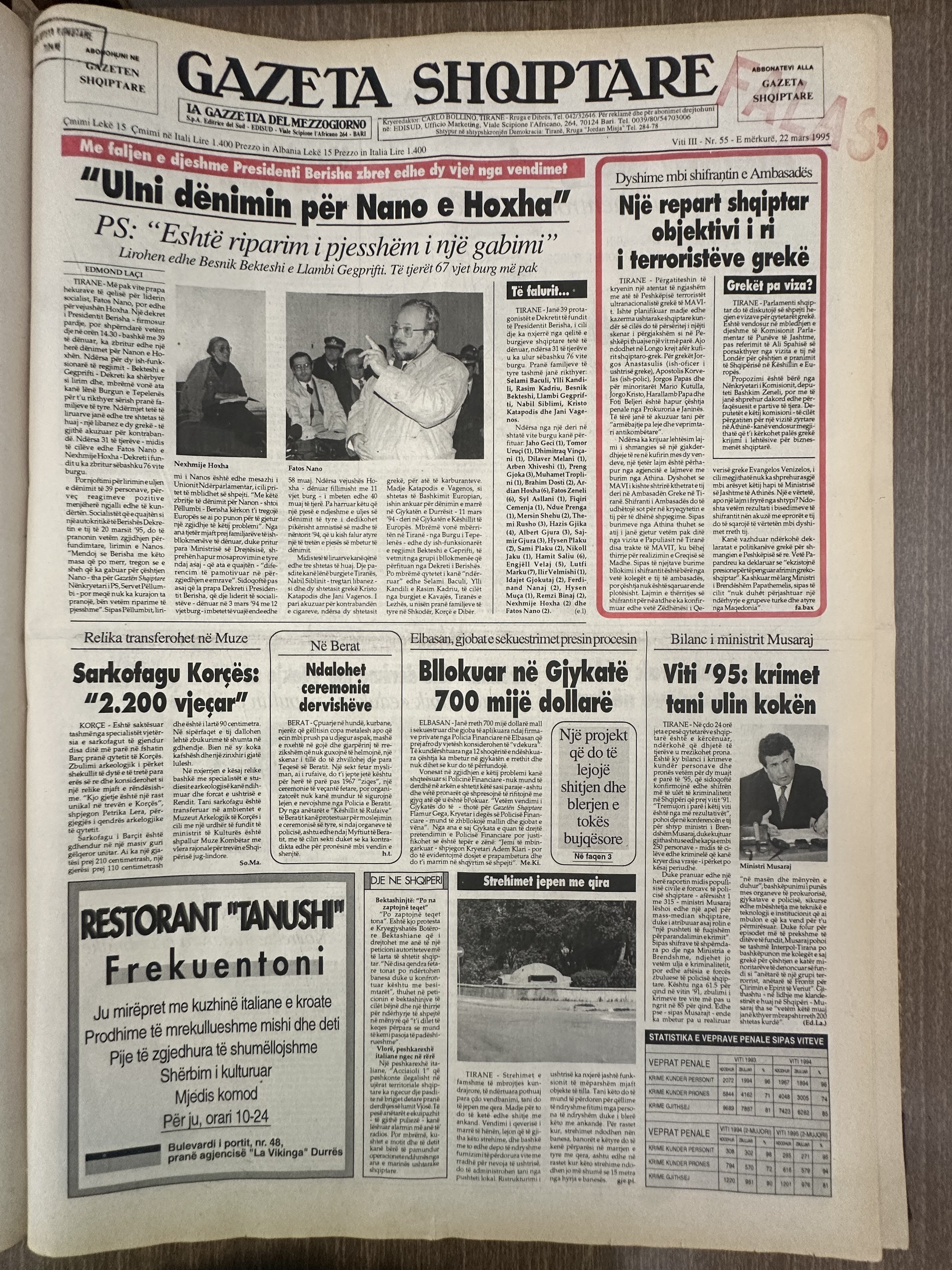 Gazeta Shqiptare 1995-03-22